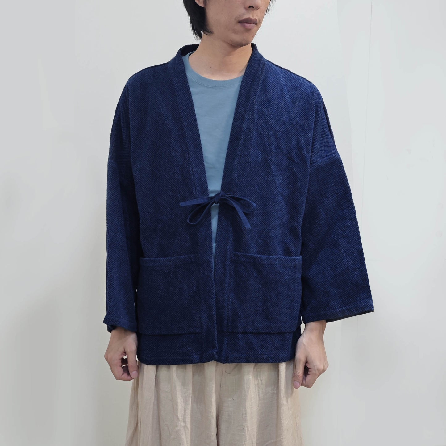 Indigo plant dyed kimono sashiko cotton kimono jacket natural woad dyeing kimono deep blue heavy sashiko cotton jacket