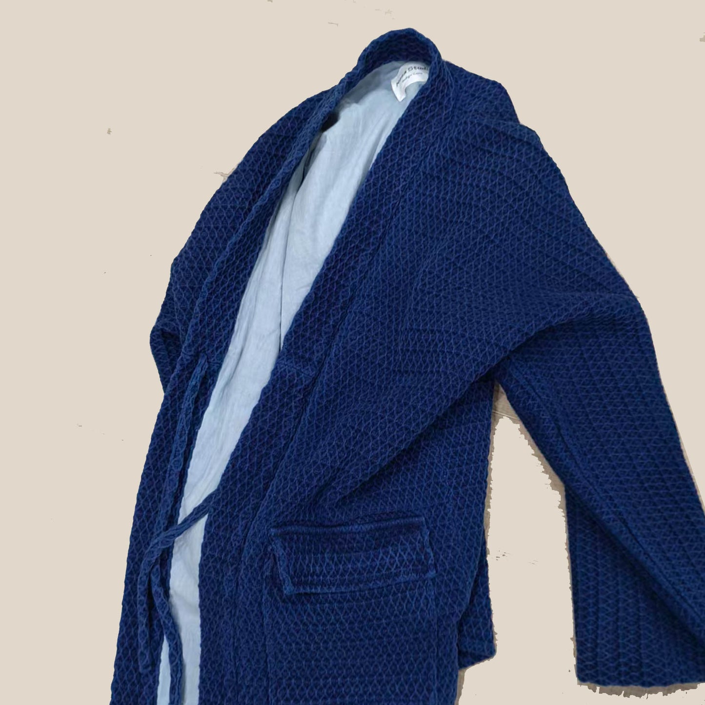 Plant dyed kimono jacket thick cotton honey comb weave cotton kimono