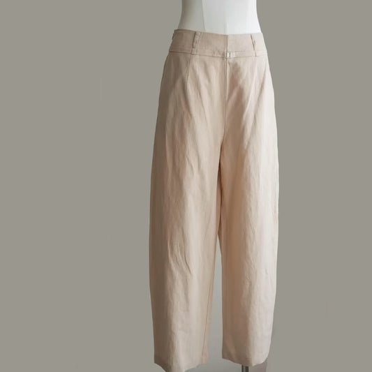 Cotton linen blended pants high waist pear-shaped body pants spring summer cotton pants