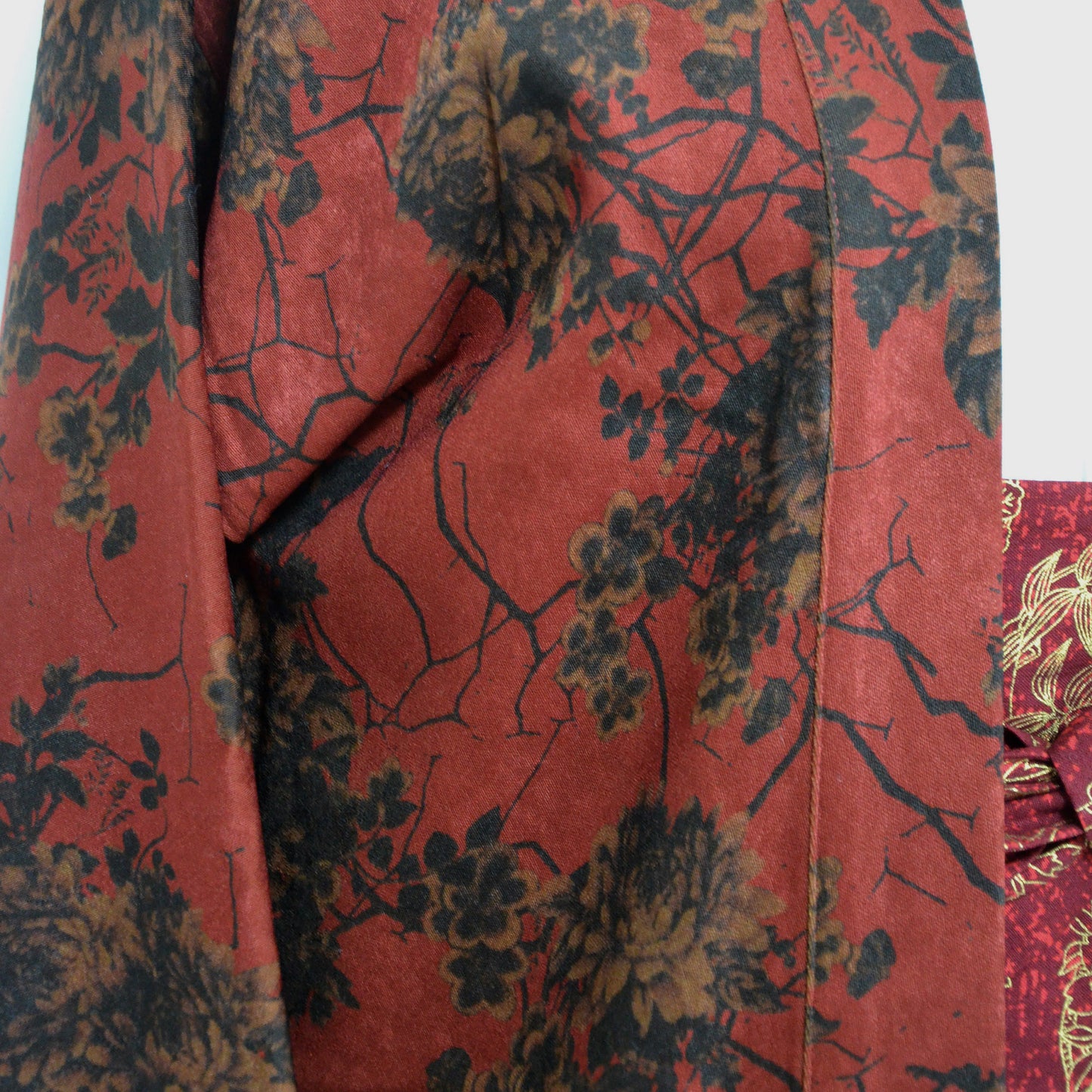 Rust Red Kimono Top Haori Jacket  Hanfu Modified Jacket Kimono Style Japanese Jacket Kimono Vintage Floral Prints Coat Unisex Neza Studio