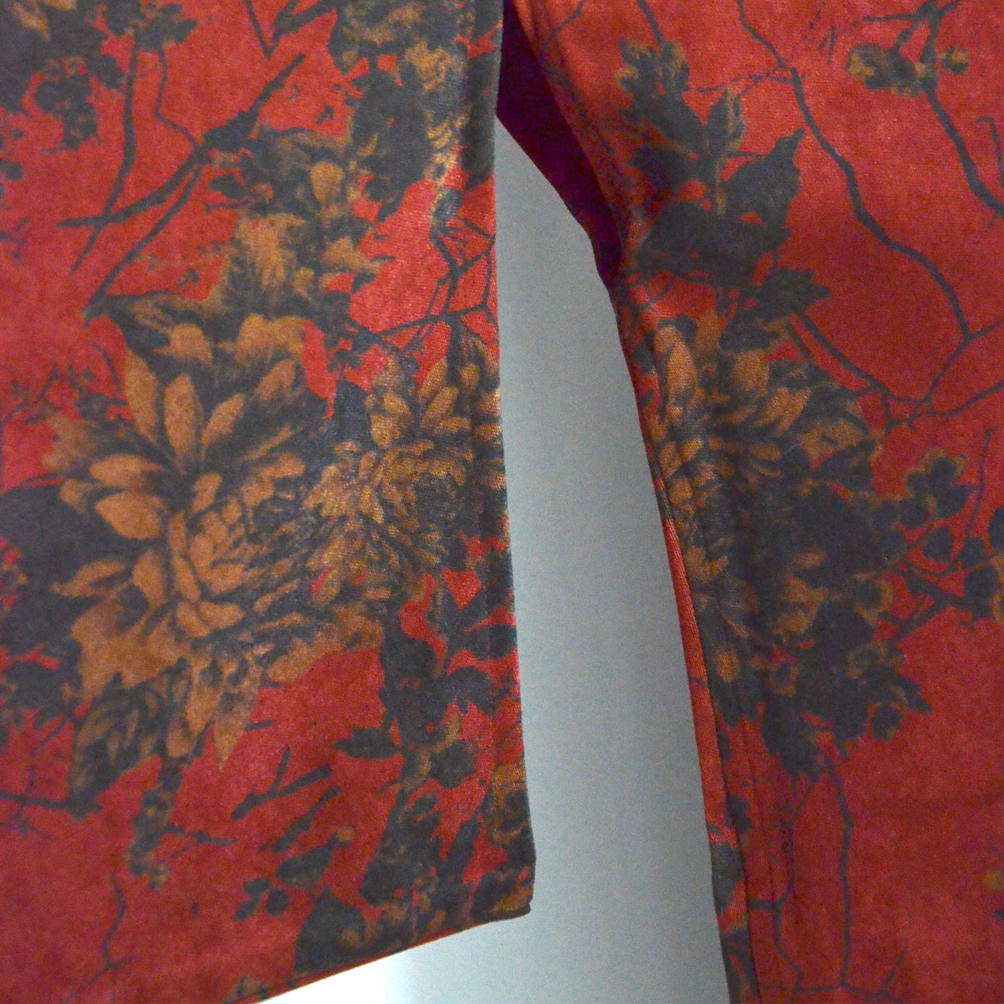 Rust Red Kimono Top Haori Jacket  Hanfu Modified Jacket Kimono Style Japanese Jacket Kimono Vintage Floral Prints Coat Unisex Neza Studio