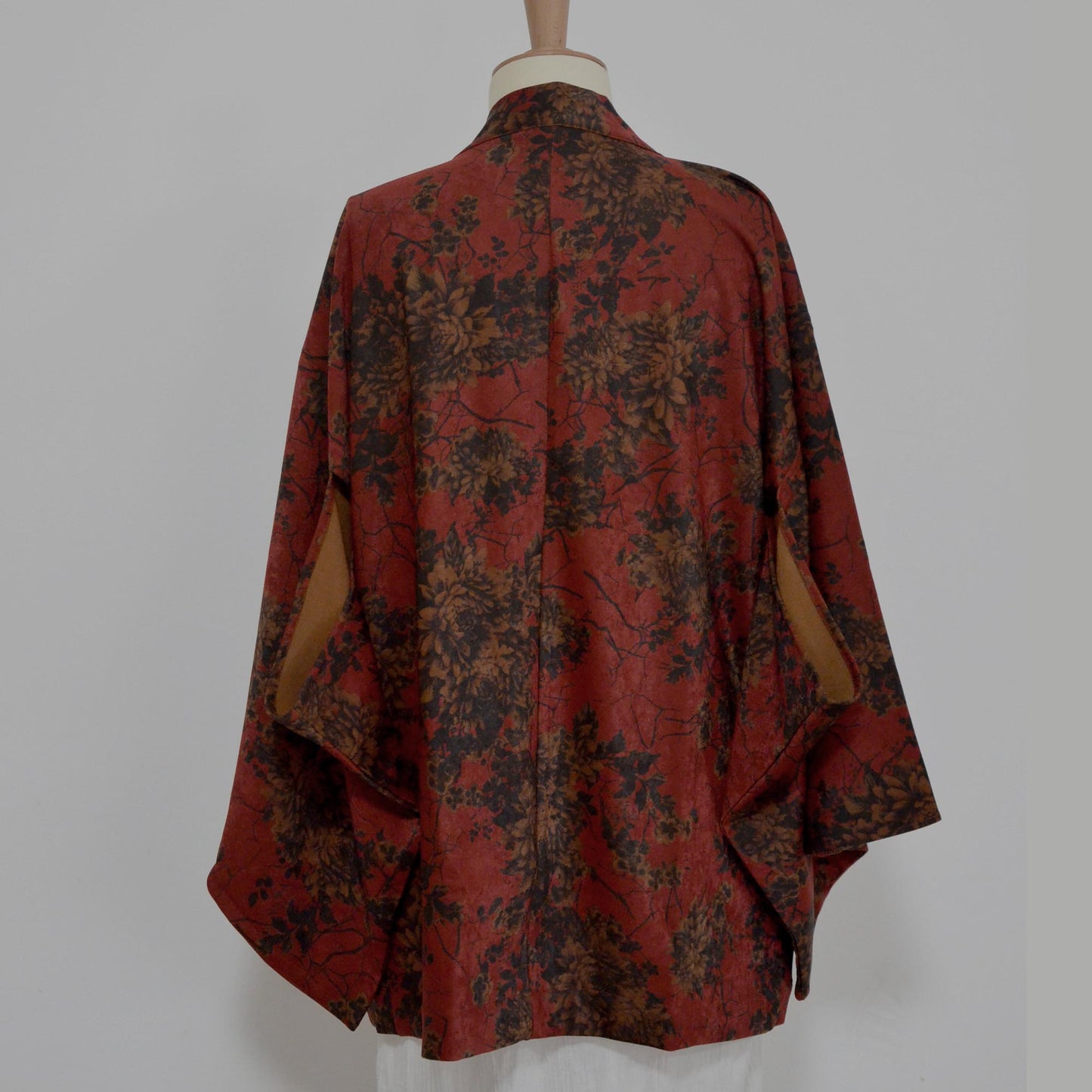 Rust Red Kimono Top Haori Jacket  Hanfu Modified Jacket Kimono Style Japanese Jacket Kimono Vintage Floral Prints Coat Unisex Neza Studio