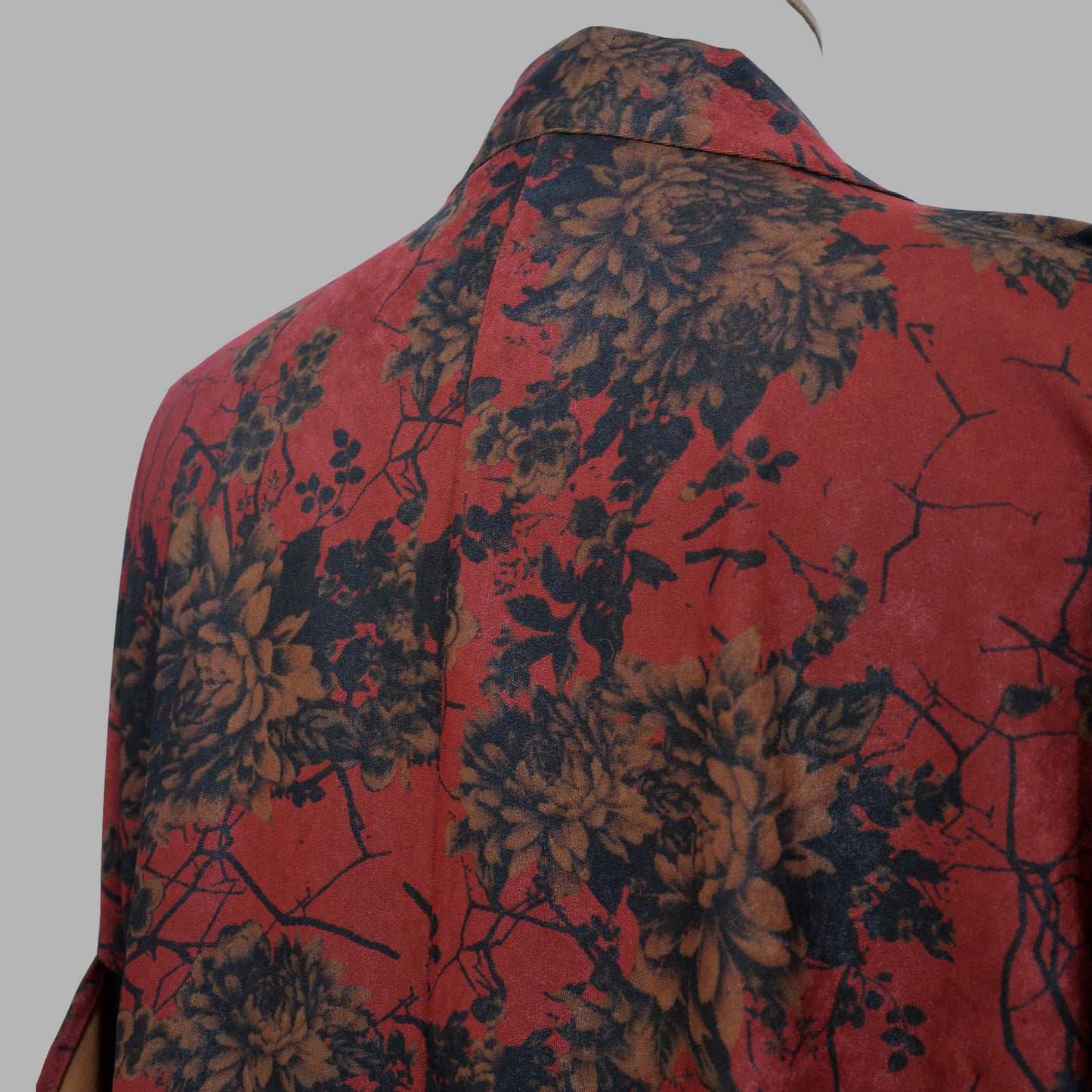 Rust Red Kimono Top Haori Jacket  Hanfu Modified Jacket Kimono Style Japanese Jacket Kimono Vintage Floral Prints Coat Unisex Neza Studio