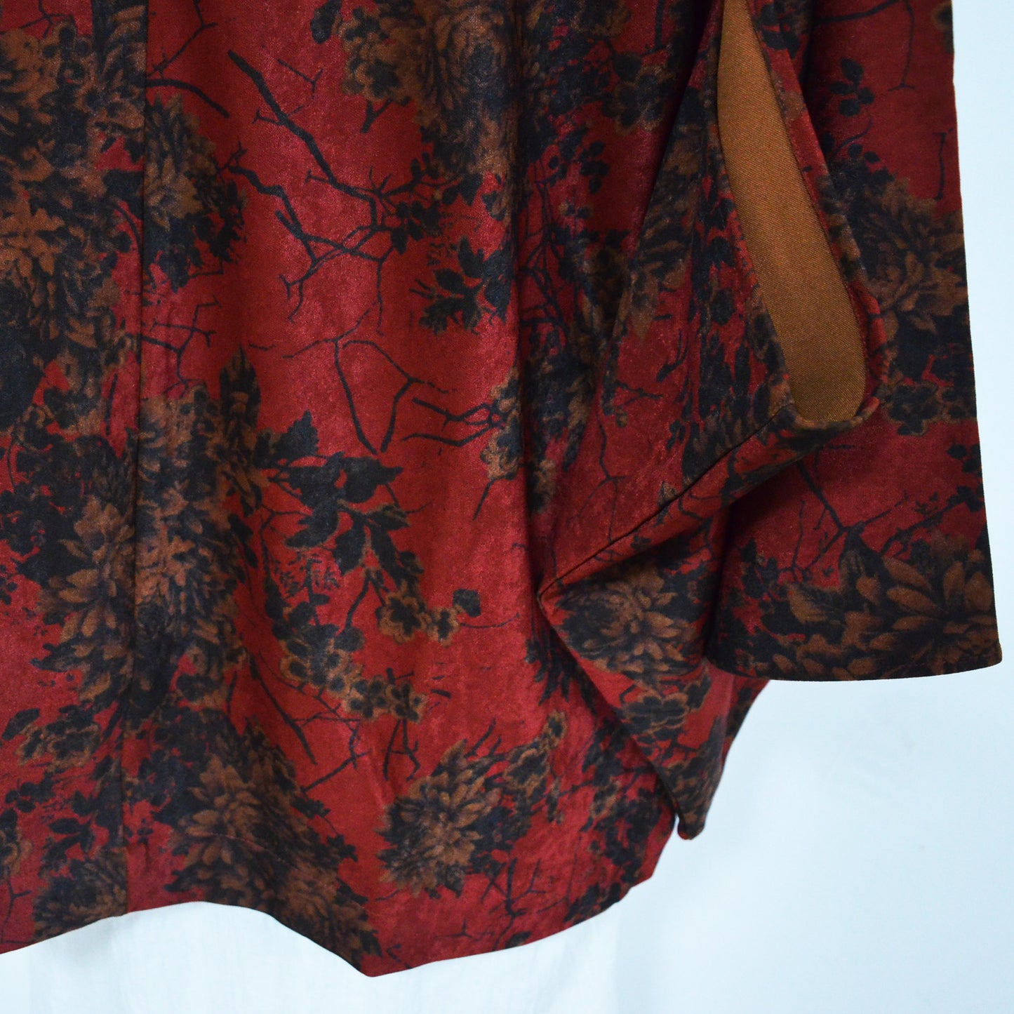 Rust Red Kimono Top Haori Jacket  Hanfu Modified Jacket Kimono Style Japanese Jacket Kimono Vintage Floral Prints Coat Unisex Neza Studio