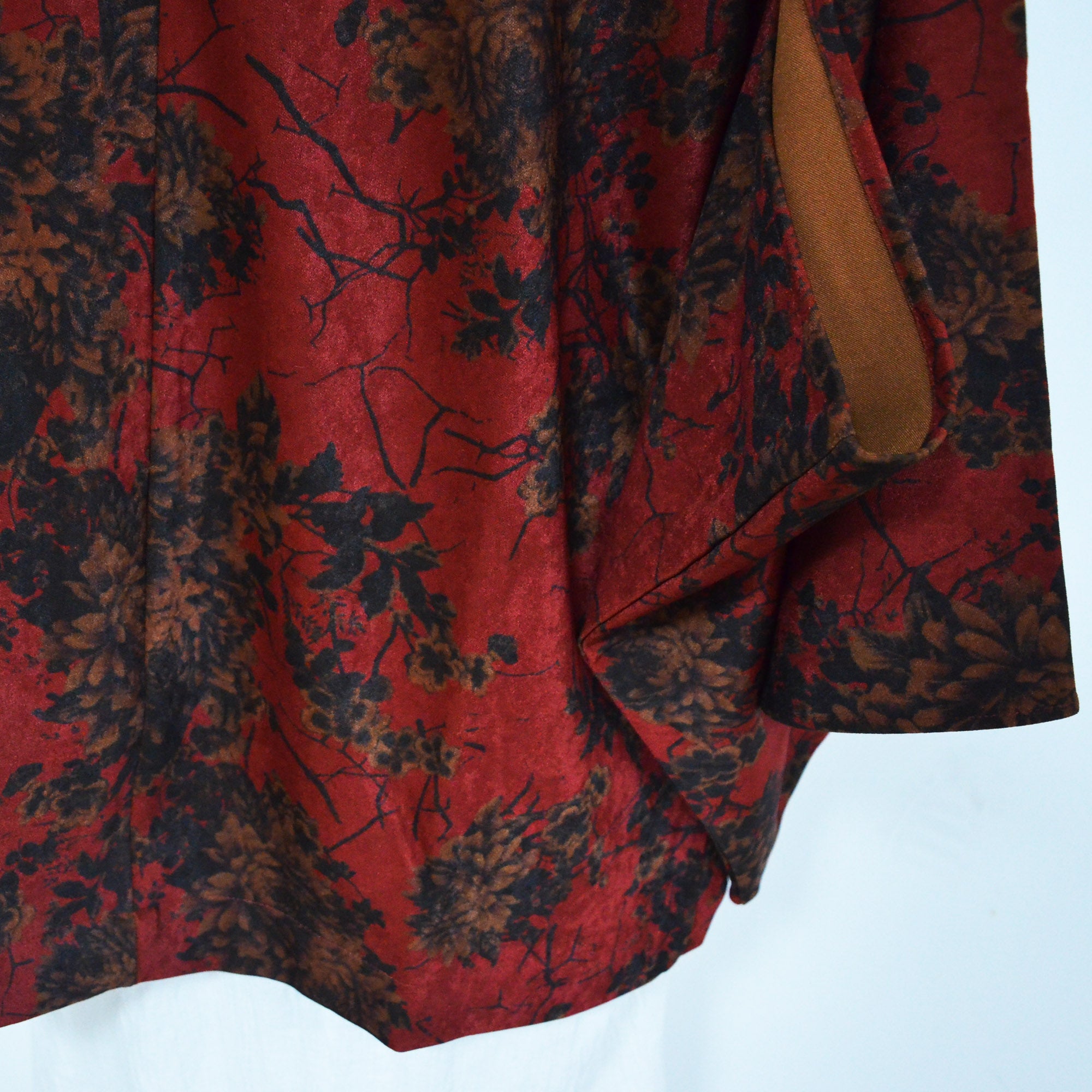 Rust Red Kimono Top Haori Jacket  Hanfu Modified Jacket Kimono Style Japanese Jacket Kimono Vintage Floral Prints Coat Unisex Neza Studio