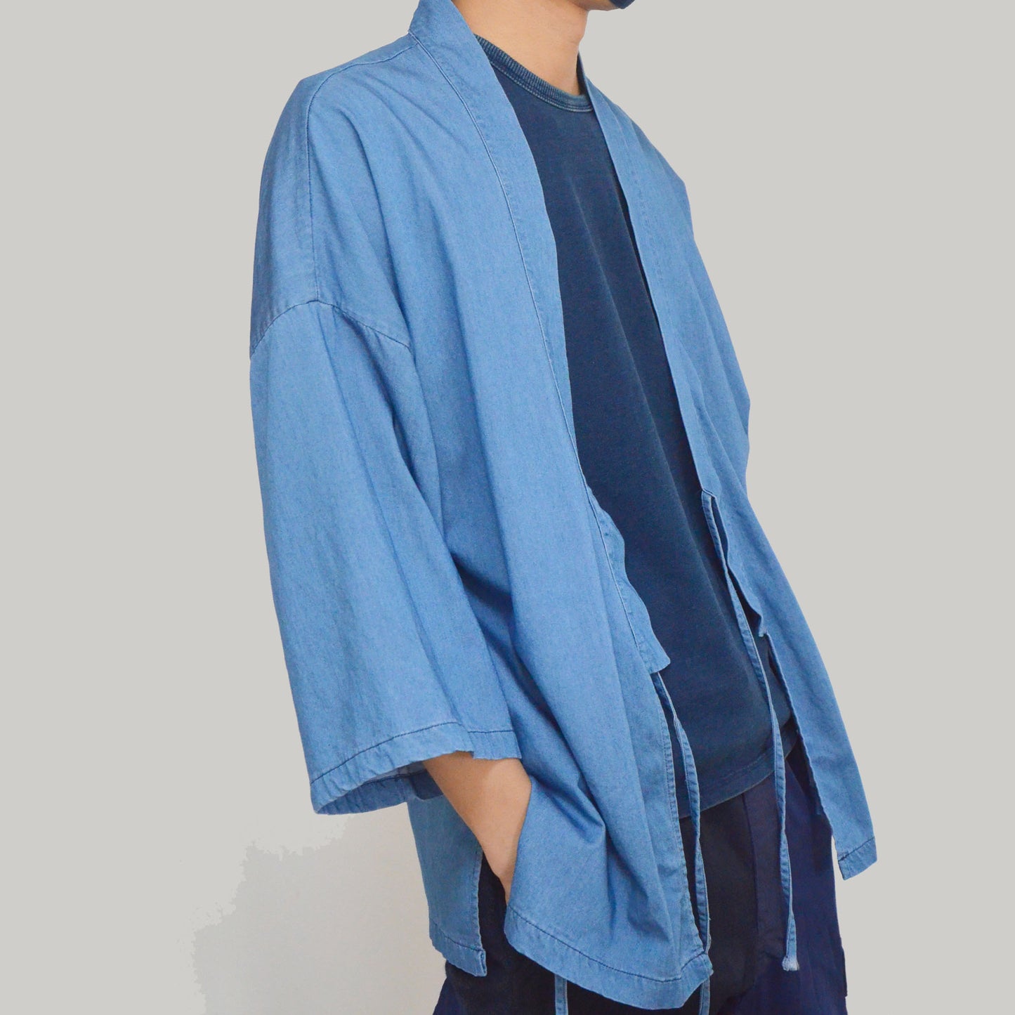 Kimono /Summer  kimono jacket / Japanese clothing Japanese Noragi Top Unisex Japanese Light Blue Tencel Kimono Top Kimono  Men Neza Studio