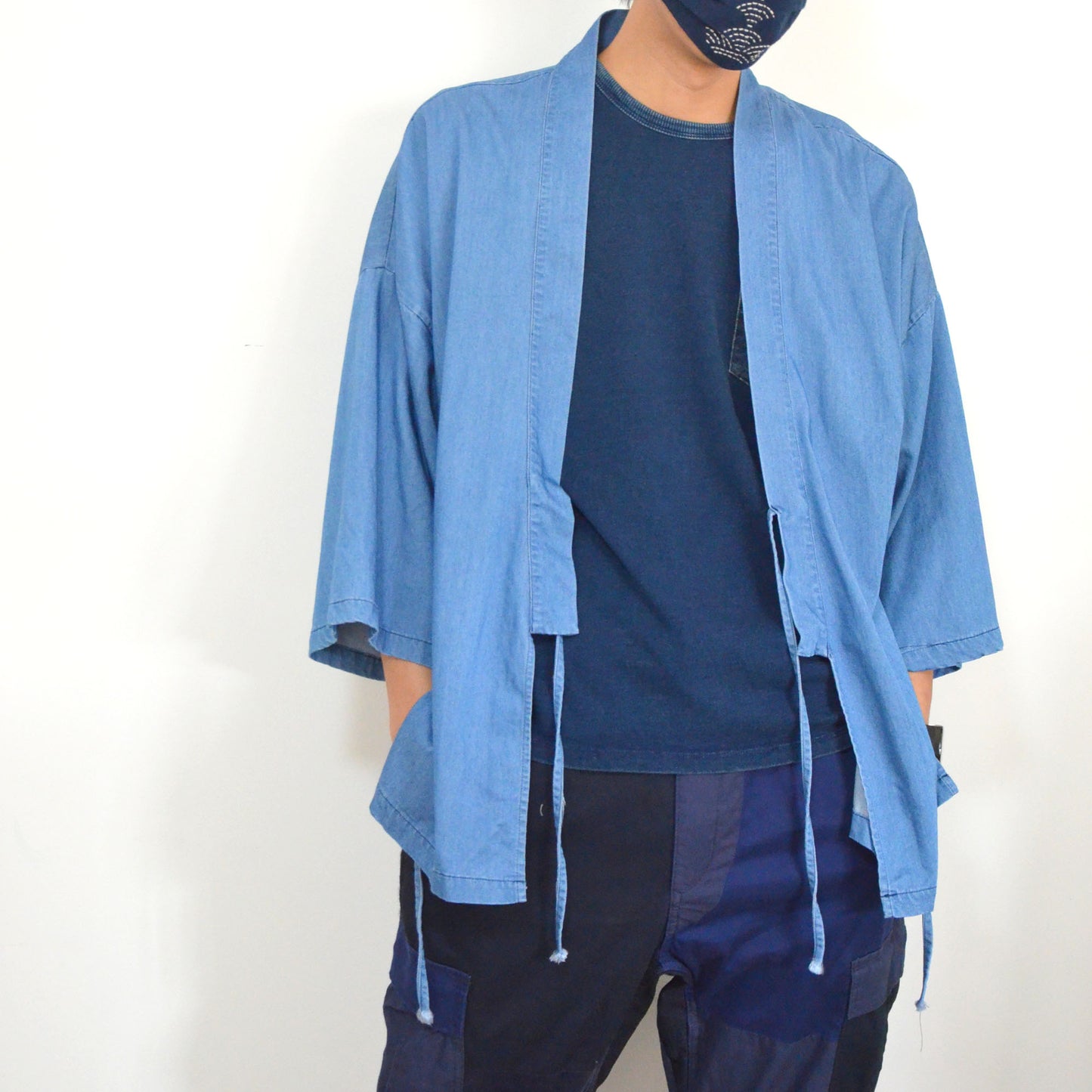 Kimono /Summer  kimono jacket / Japanese clothing Japanese Noragi Top Unisex Japanese Light Blue Tencel Kimono Top Kimono  Men Neza Studio