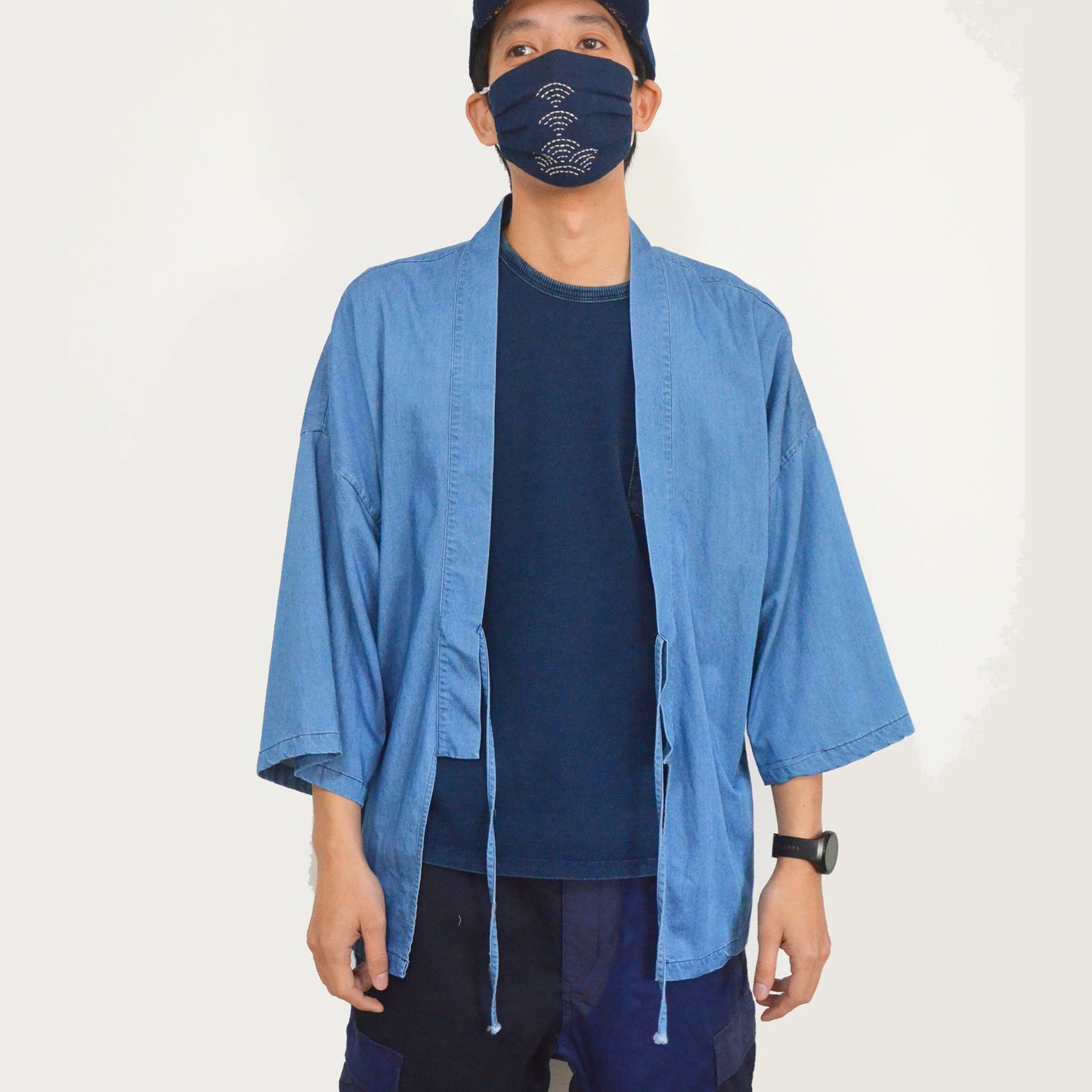 Kimono /Summer  kimono jacket / Japanese clothing Japanese Noragi Top Unisex Japanese Light Blue Tencel Kimono Top Kimono  Men Neza Studio