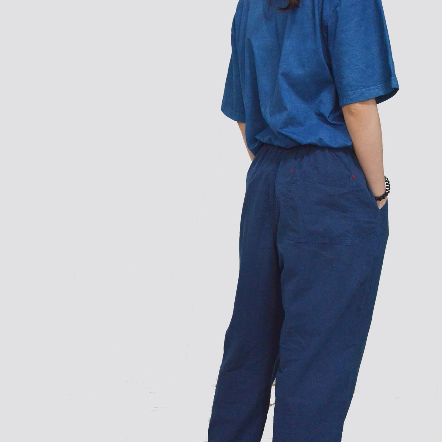 Indigo blue Pants dye trousers natural plant dye cotton pants Unisex Pants with Elastic Band waist Summer Pants