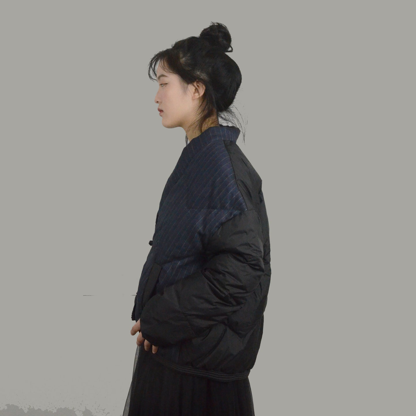 Down jacket with Chinese frog toggles light weight winter jacket for women