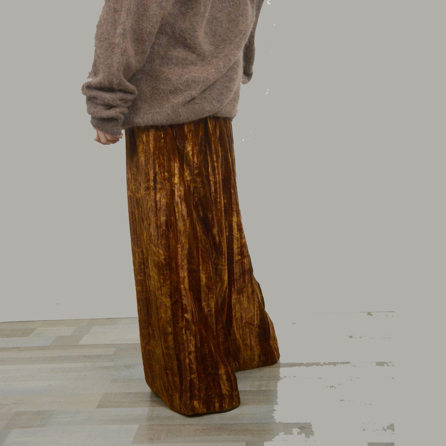 Velvet wide leg pants brownz velvet culottes extra long wide leg pants fix waist band brownz velvet pants