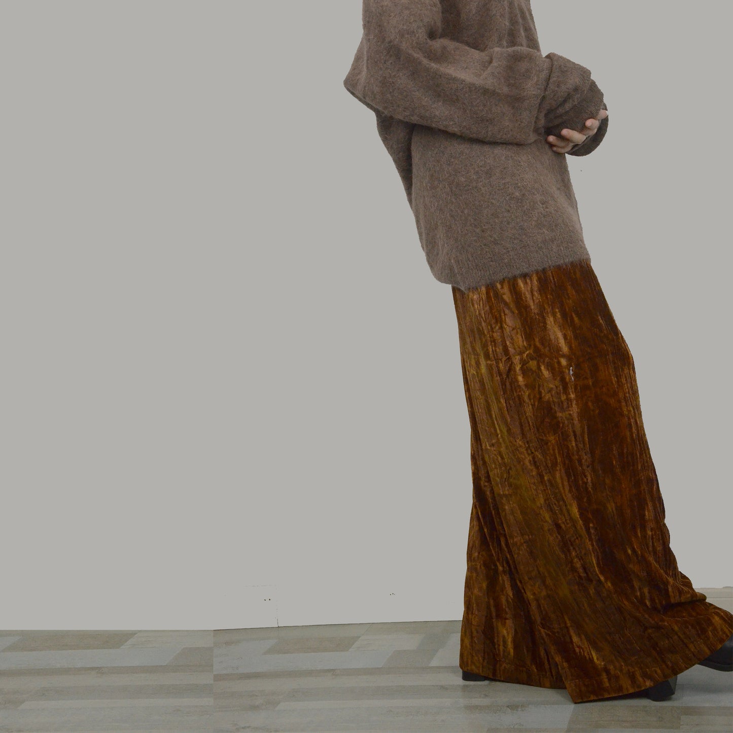 Velvet wide leg pants brownz velvet culottes extra long wide leg pants fix waist band brownz velvet pants