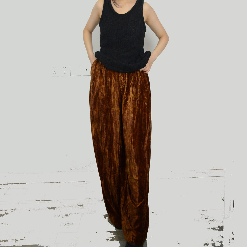 Velvet wide leg pants brownz velvet culottes extra long wide leg pants fix waist band brownz velvet pants