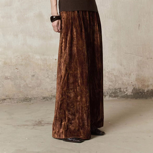 Velvet wide leg pants brownz velvet culottes extra long wide leg pants fix waist band brownz velvet pants