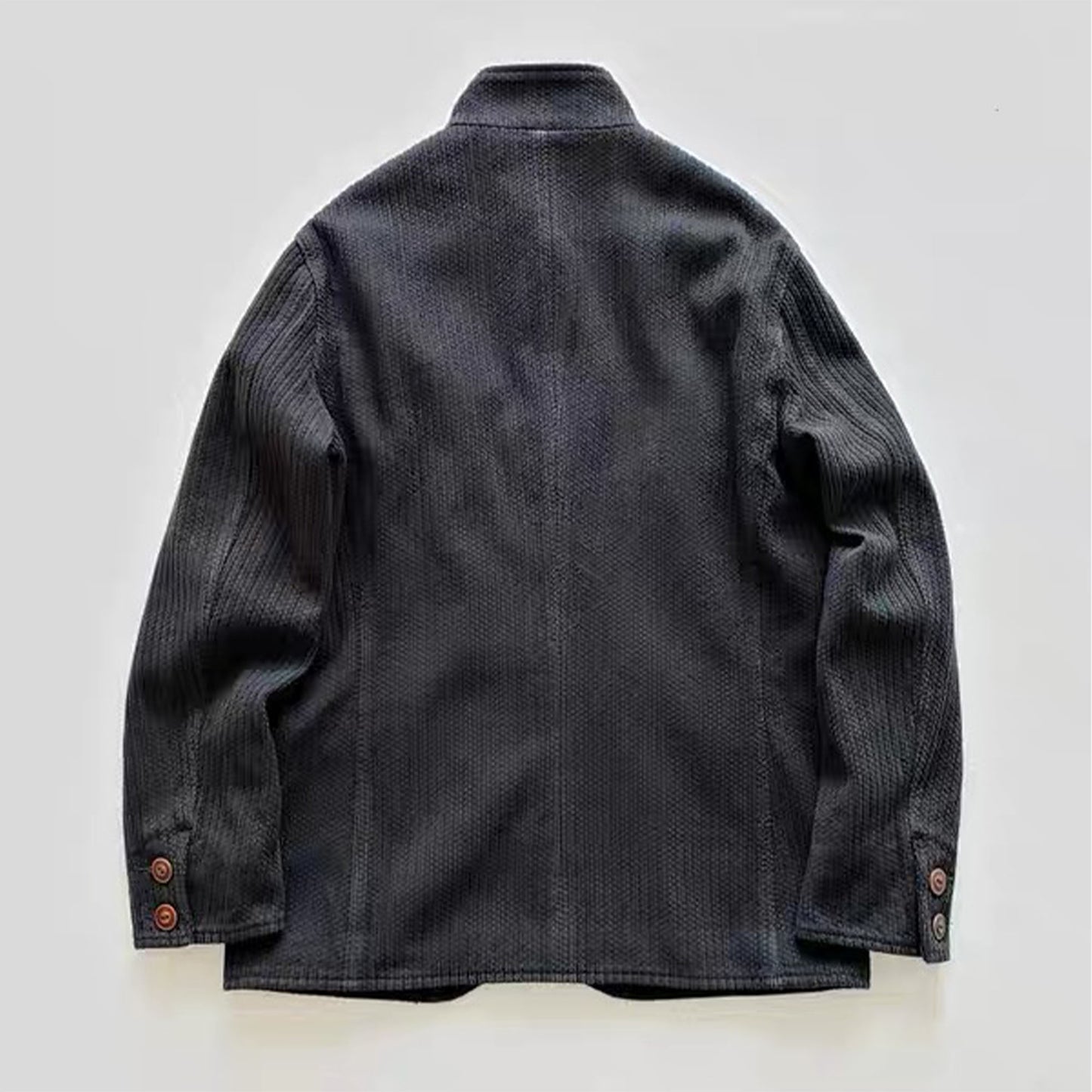 Retro French Work Jacket Thick Japanese Sashiko Fabric Unisex Tailored Jacket Washed Black Jacket Tailor made Fitted Jacket Workwear