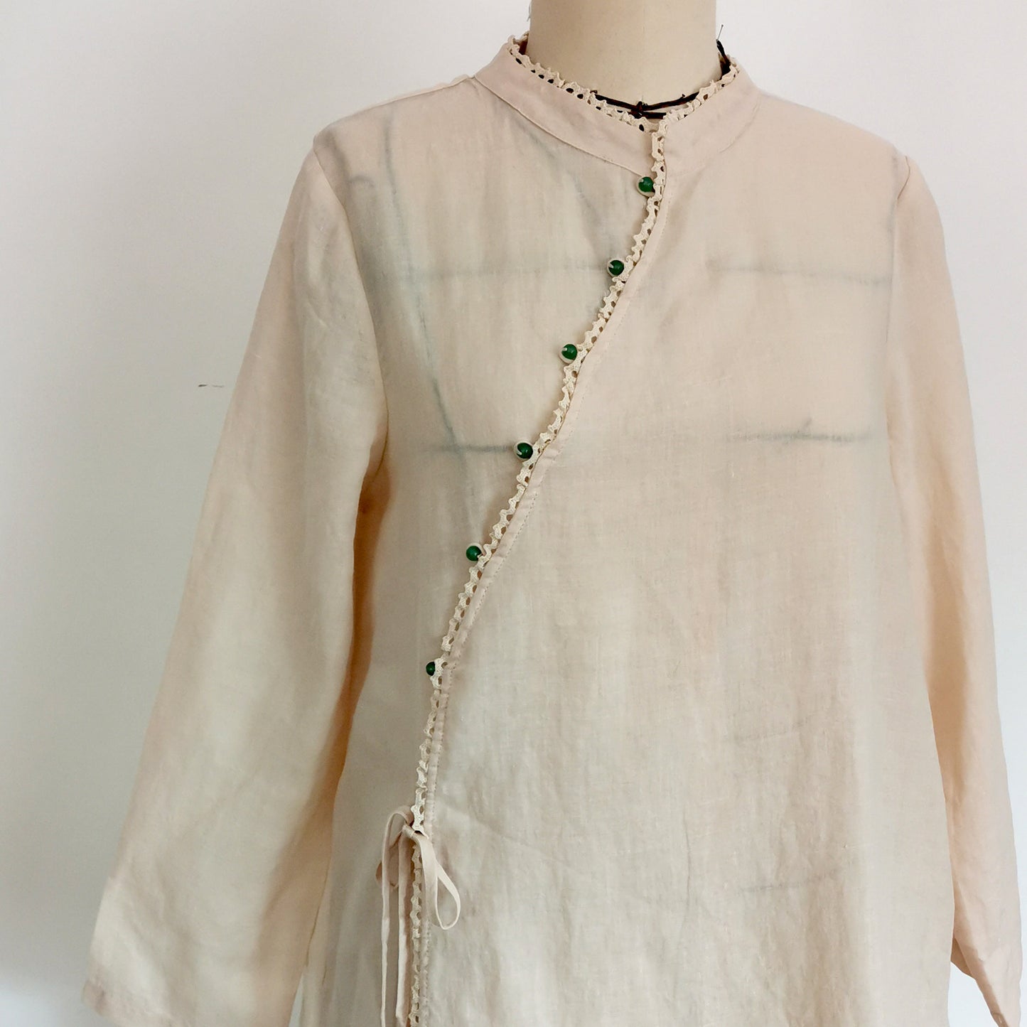 Cheongsam Long Shirt Linen Hanfu Qipao Shirtdress Chinese Hanfu Modified Hanfu Ramie Dress Shirt Neza Studio Slopping Laple Linen Dress wrap Top