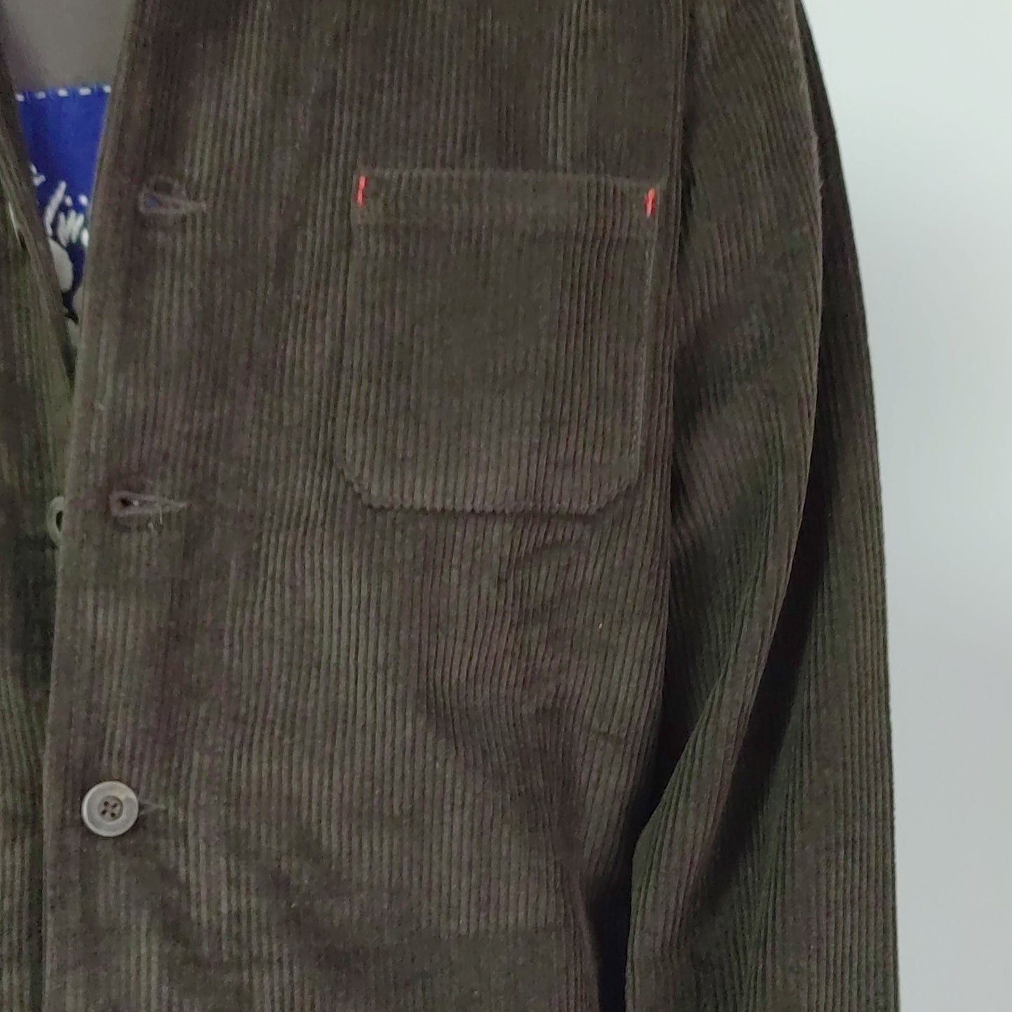 Brown corduroy shirt retro style French work wear light weight corduroy spring/autumn jacket