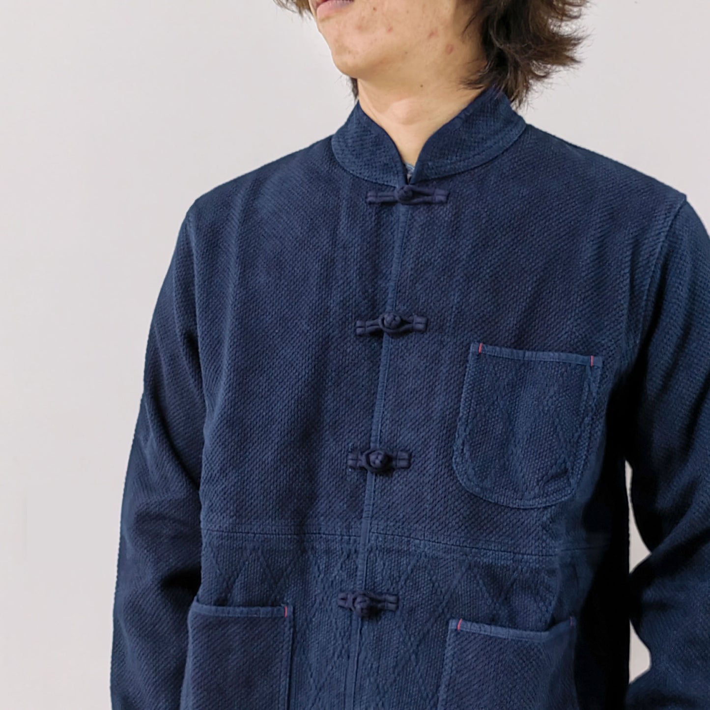 Indigo dyed Chinese Tang Suit Cotton Shirt Konfu Shirt Tang Suit Top Chinese Hanfu blue sashiko fabric Cheongsam Shirt Blue dyed jacket