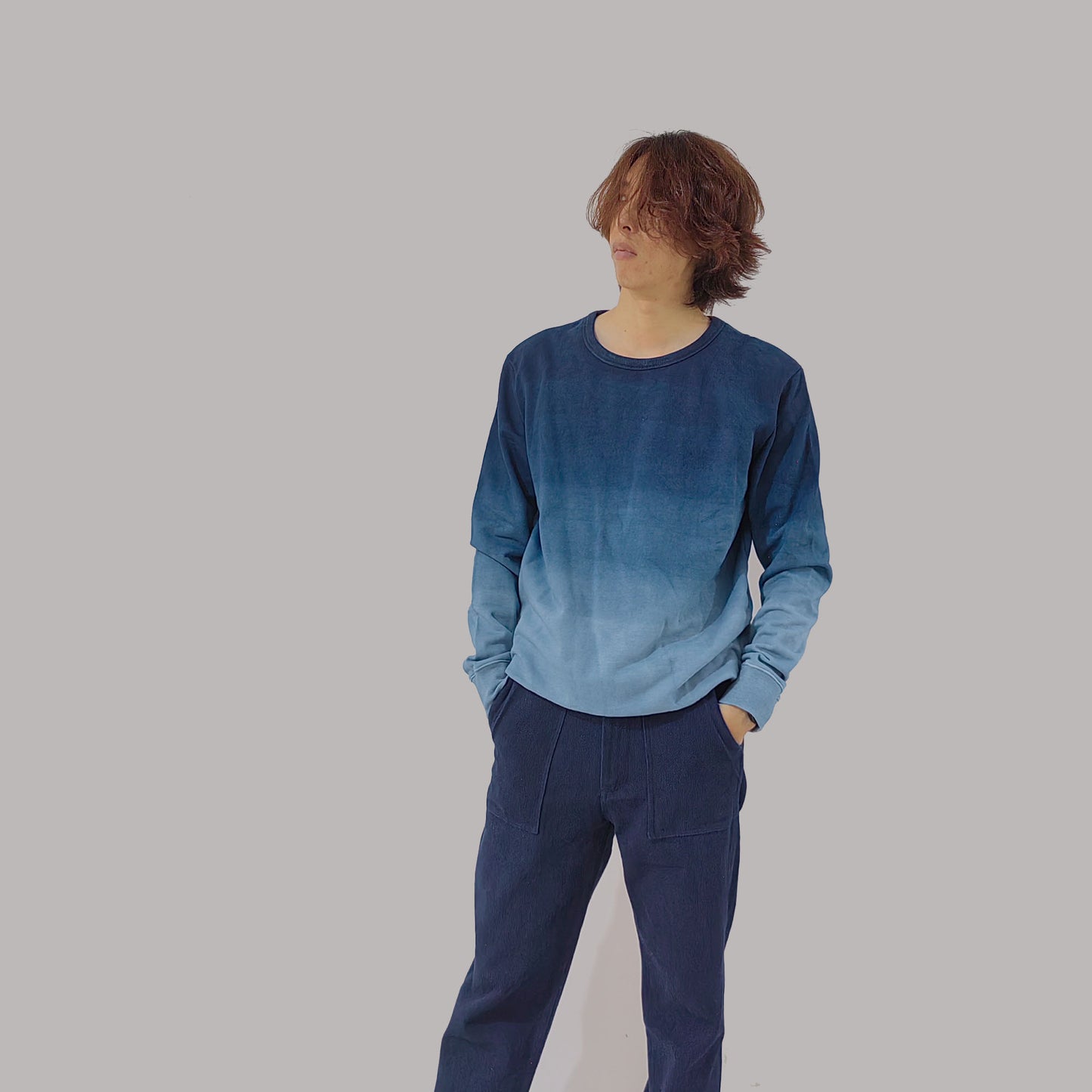 Indigo Blue Gradient dyed sweater Plant dye sweater Indigo blue sweater natural dyed sweater indigo blue jumper blue dyed pullover