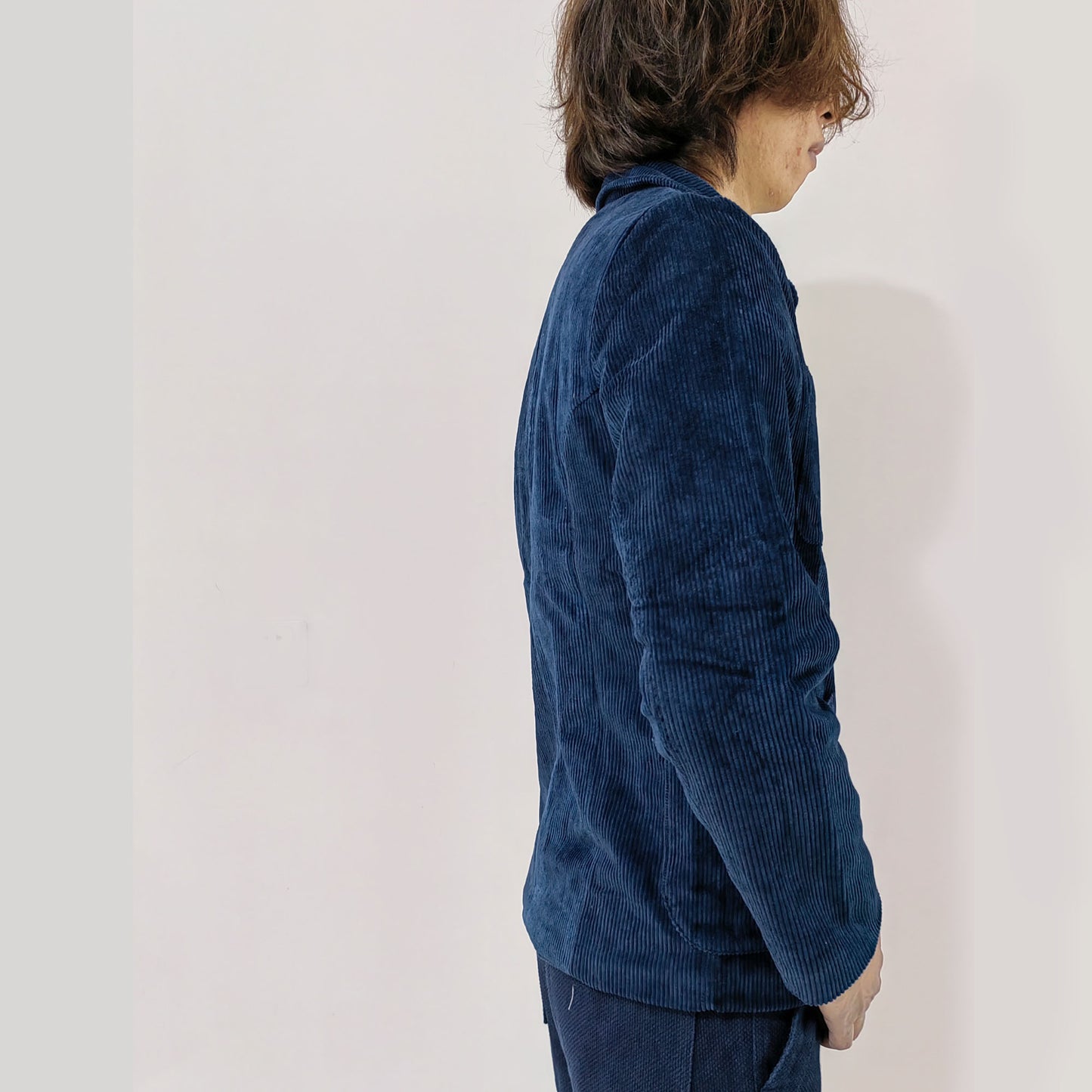 Retro French Work Jacket cotton corduroy Fabric loose fitTailored Jacket Indigo Blue Hand Dye Fabric Fitted Jacket Workwear suit Neza Studio