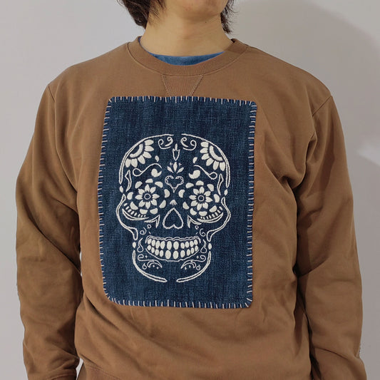 Hand Embroidery skull embroidery sweater shirt hand embroidery sweater French embroidery t shirt Tee shirt slow stitching sweater skull top