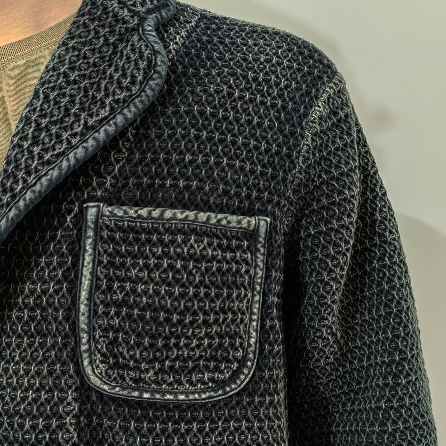 Washed black 3D texture oversized jacket baggy fit off shoulder retro jacket loose fit jacket