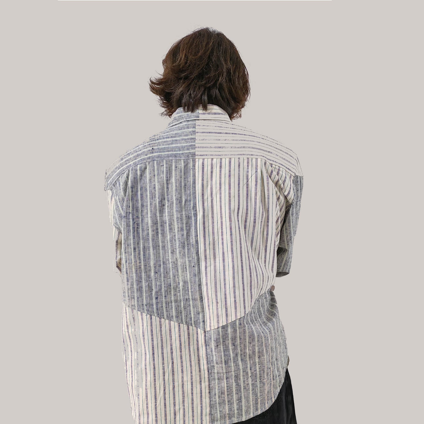 Neza StudioVintage hand woven fabric shirt cotton shirt with hand woven vintage fabric vintage cotton striped vintage cotton shirt