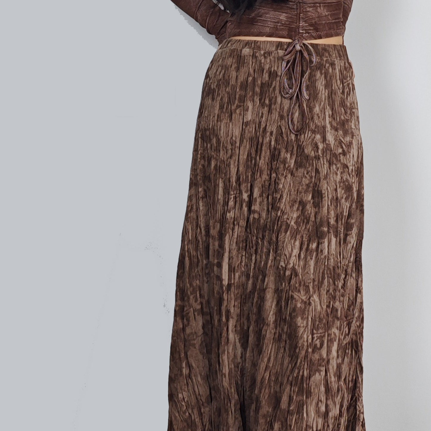 Velvet skirt Tie dye motif Brown velvet pleated skirt A line velvet skirt velour pleated skirt comfy velvet skirt brown skirt
