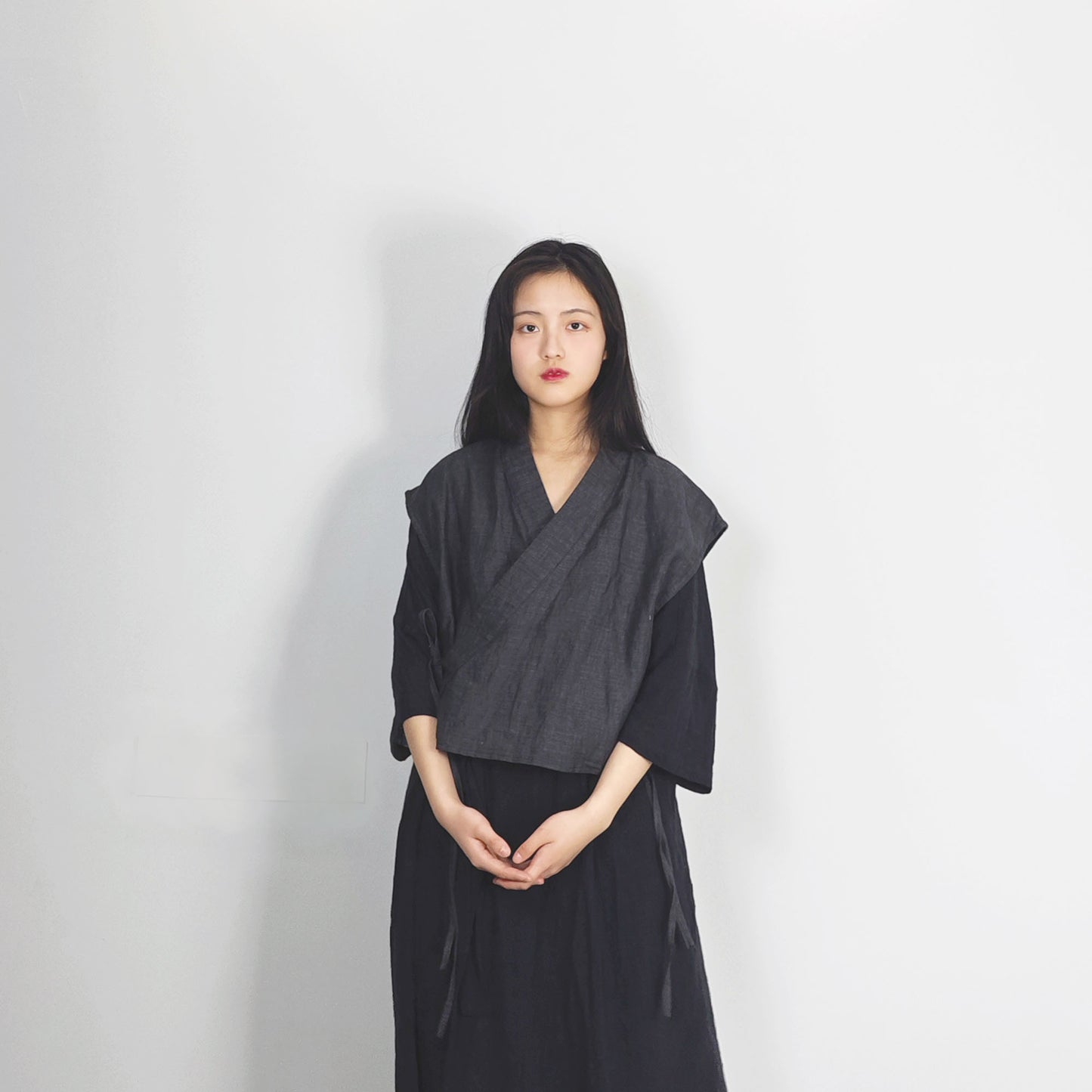 Hanfu vest cross front hanfu top sleeveless top hanfu sleeveless black hanfu crop top hanfu style Chinese style hanfu