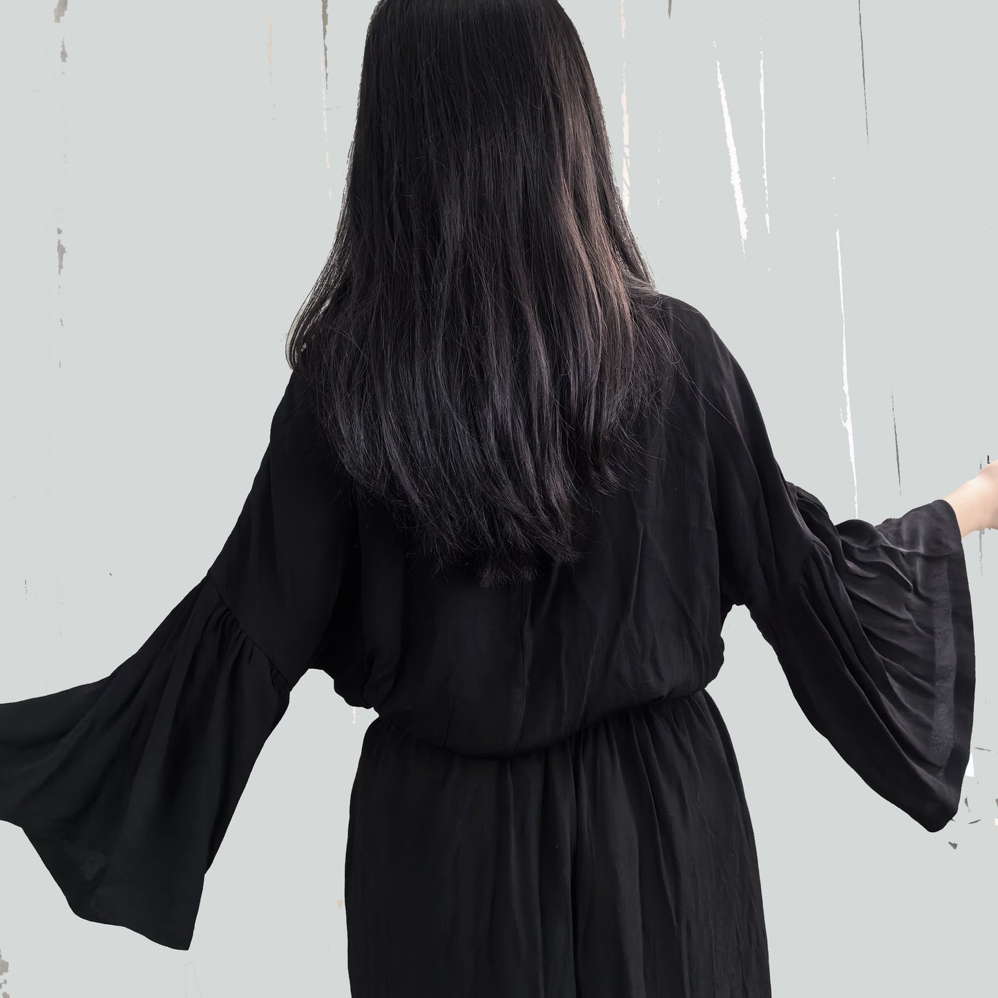 Neza StudioBlack viscose Linen Top and Skirt  Set For Woman wide sleeves blouse elastic band skirt soft viscose linen blneded fabric