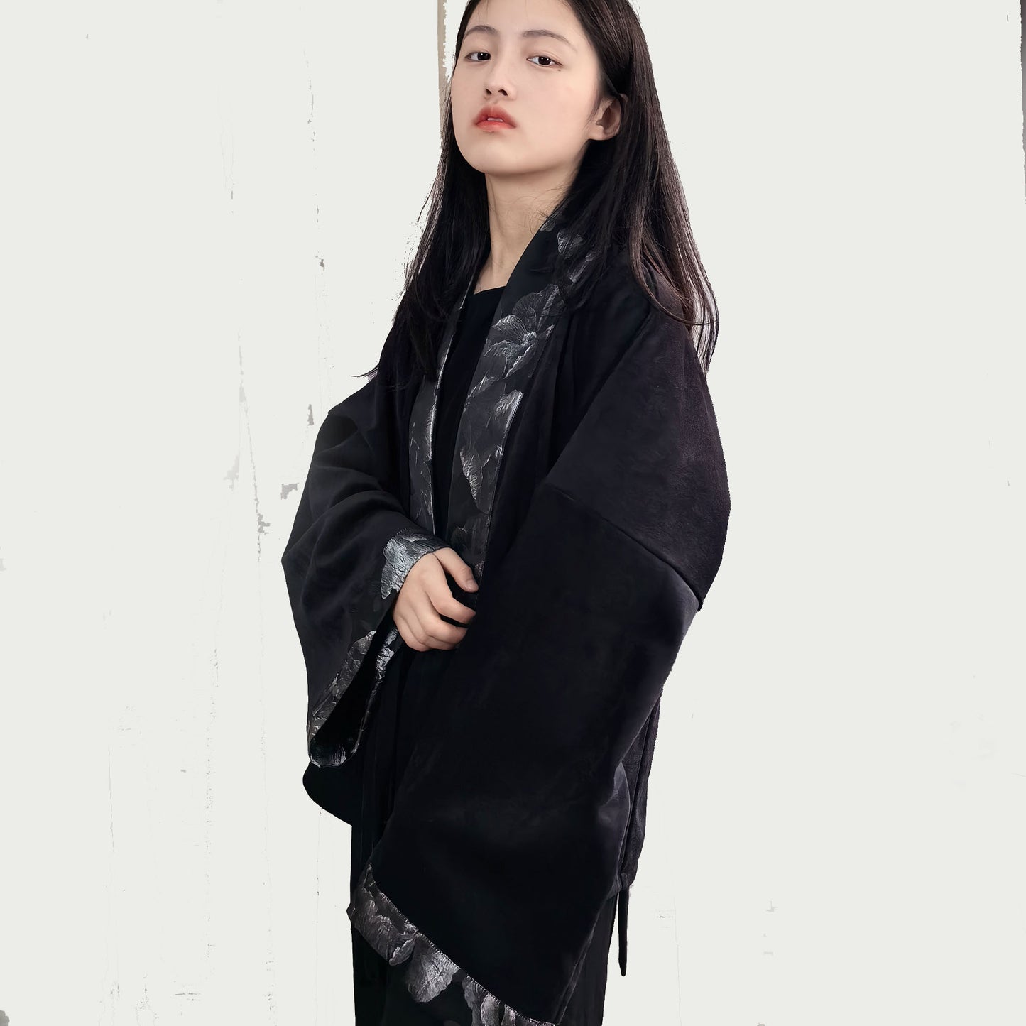 Black kimono jacket kimono top black jacket Black kimono Hanfu top hanfu jacket black kimono jacket thick hanfu jacket