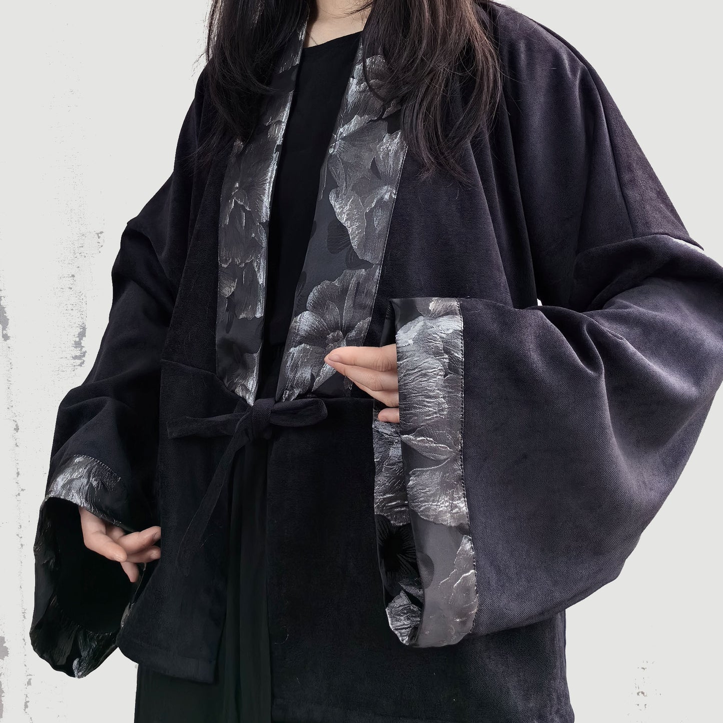 Black kimono jacket kimono top black jacket Black kimono Hanfu top hanfu jacket black kimono jacket thick hanfu jacket