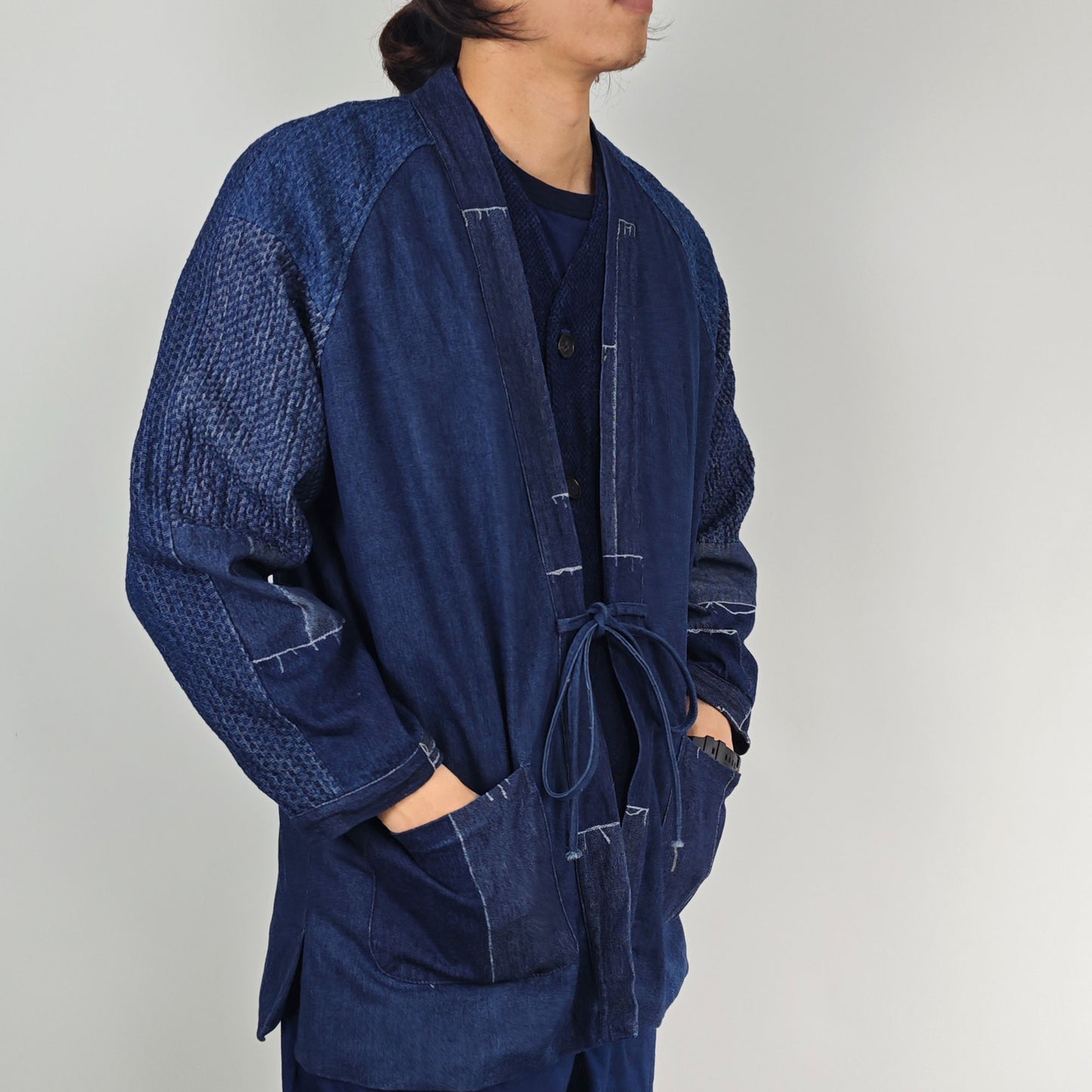 Denim Kimono Winter Denim kimono Patchwork Denim Kimono kimono with fleece winter warm Kimono men's Denim Kimono size M