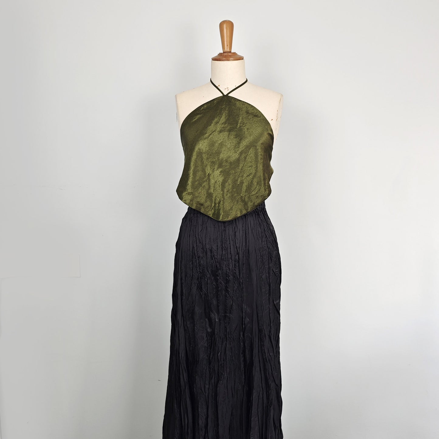 Chinese hanfu inner camisole with draw string Oriental Style Black and geen traditional Chinese camisole  Neza Studio