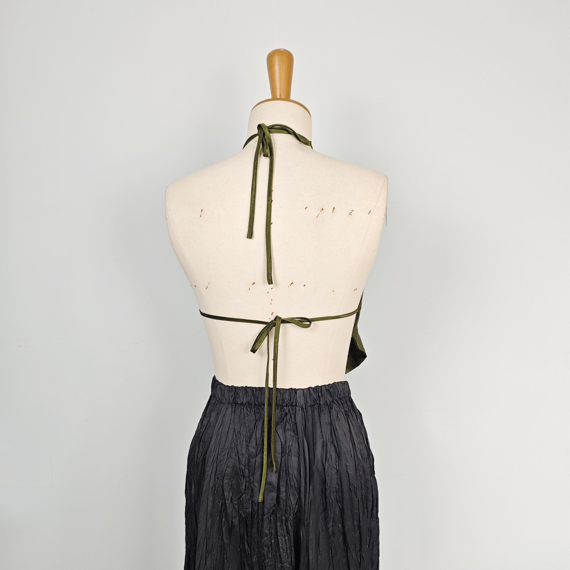 Chinese hanfu inner camisole with draw string Oriental Style Black and geen traditional Chinese camisole  Neza Studio