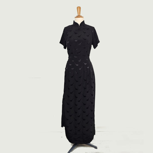 Neza Studio Black Modified Qipao Shirt Chinese Women Dress Qipao Slit Dress Hanfu Qipao Chinese Dress Shift Long Dress Chinese Toggles Shirt