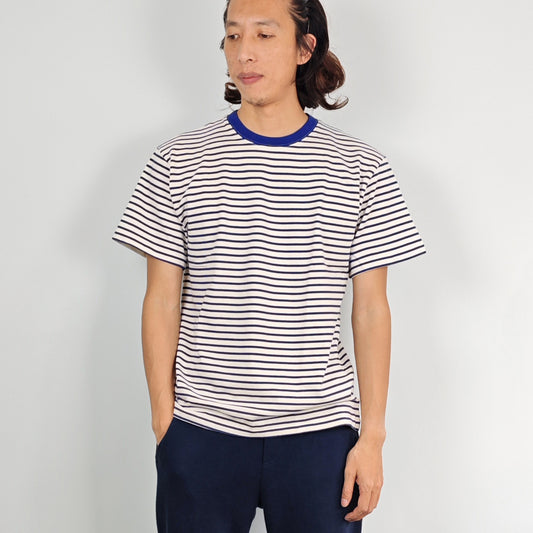 Sailor T shirt retro style blue striped sailor T shirts cotton striped T shirt 300g T shirt