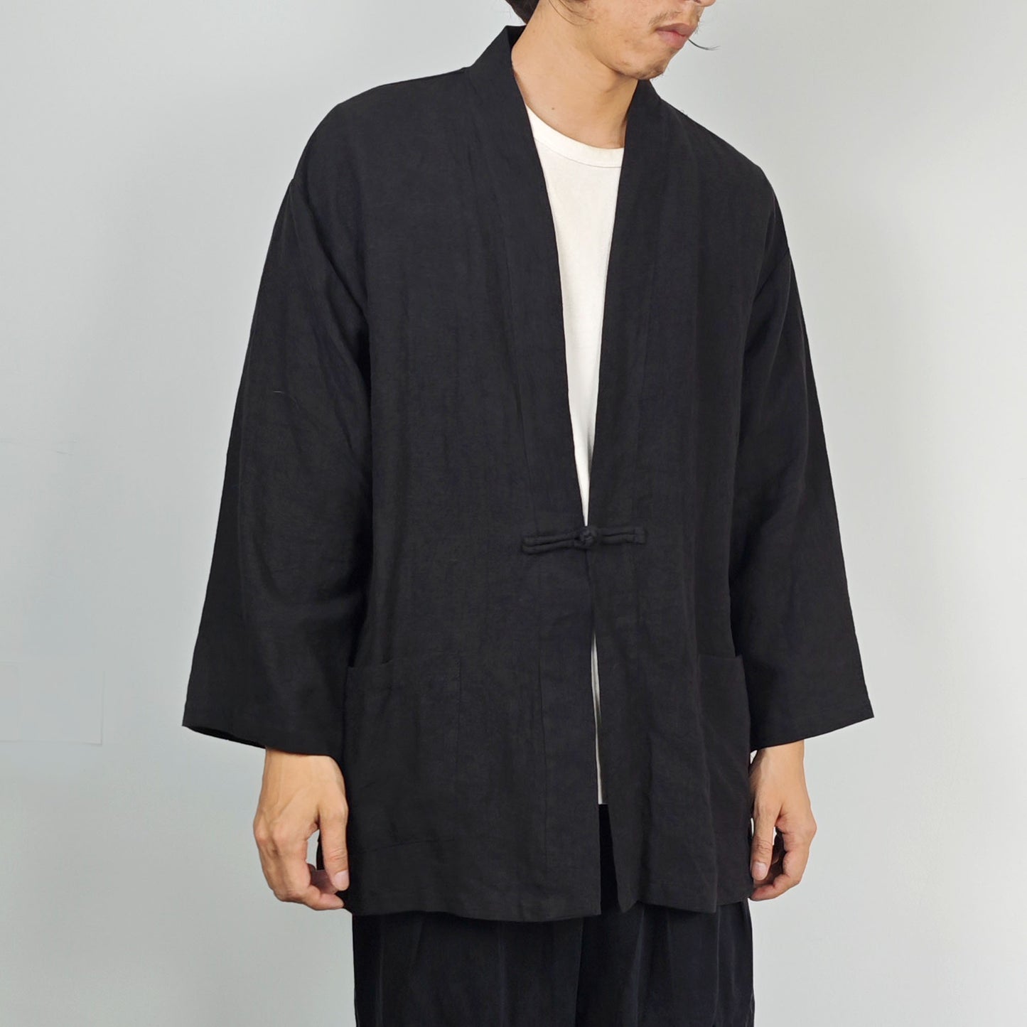 Linen Kimono Black linen Kimono Jacket Linen Kimono Top Unisex Black Hanfu Jacket Black Linen Kimono Shirt Kimono linen cardigan hanfu top