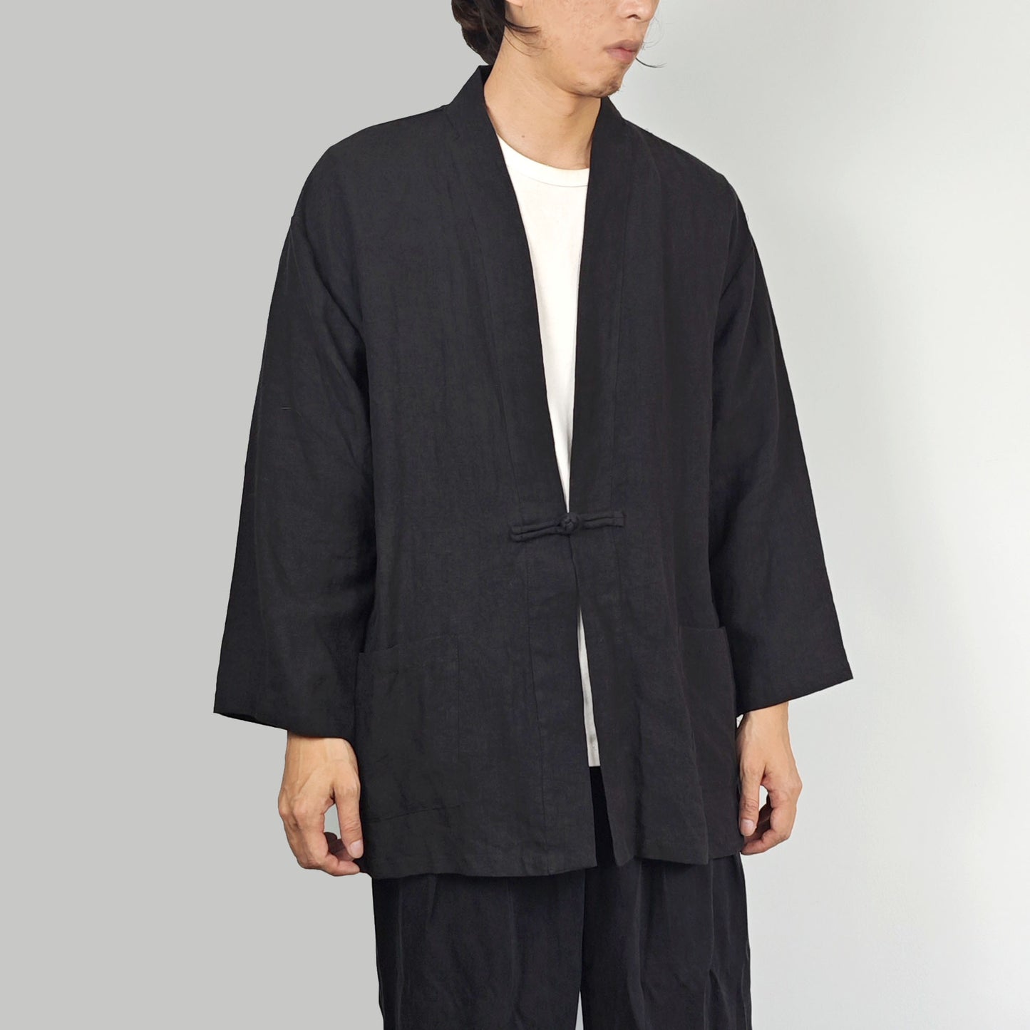 Linen Kimono Black linen Kimono Jacket Linen Kimono Top Unisex Black Hanfu Jacket Black Linen Kimono Shirt Kimono linen cardigan hanfu top