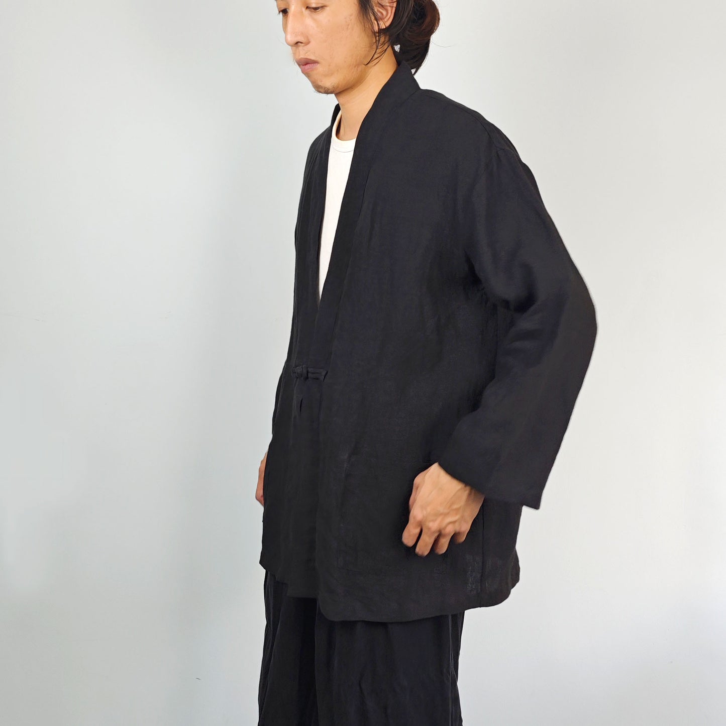 Linen Kimono Black linen Kimono Jacket Linen Kimono Top Unisex Black Hanfu Jacket Black Linen Kimono Shirt Kimono linen cardigan hanfu top