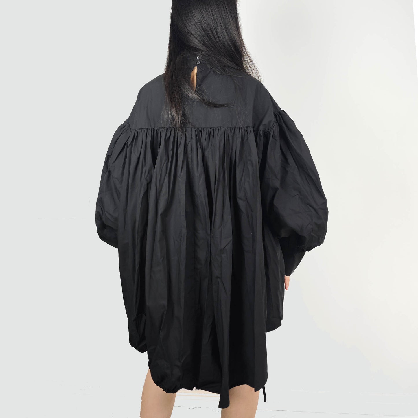 Large Volume cotton shirt with drawstring bubble sleeves cotton shirt extra large volume shirt lattern sleeves blouse over size shirt