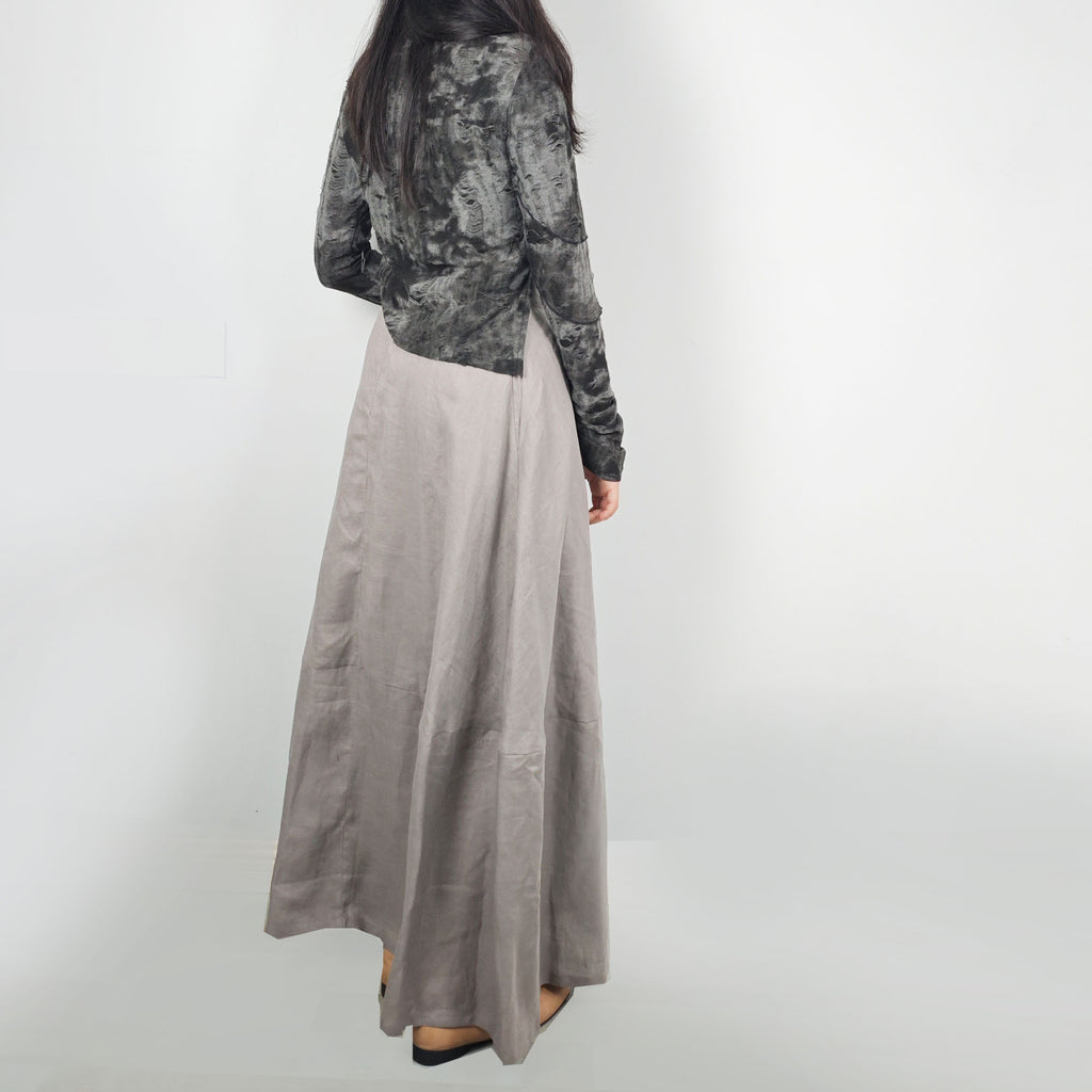 Linen Skirt Maxi linen skirt warm gray linen skirt fixed waist band linen grey skirt gray linen skirt