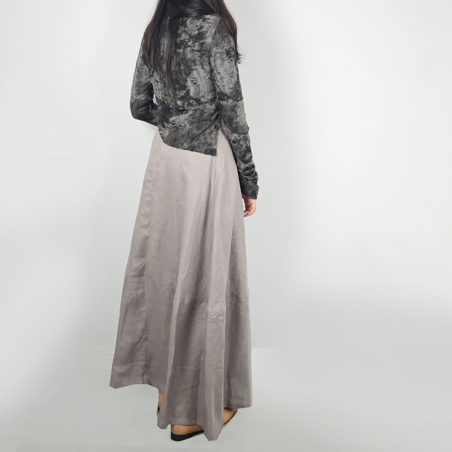 Linen Skirt Maxi linen skirt warm gray linen skirt fixed waist band linen grey skirt gray linen skirt