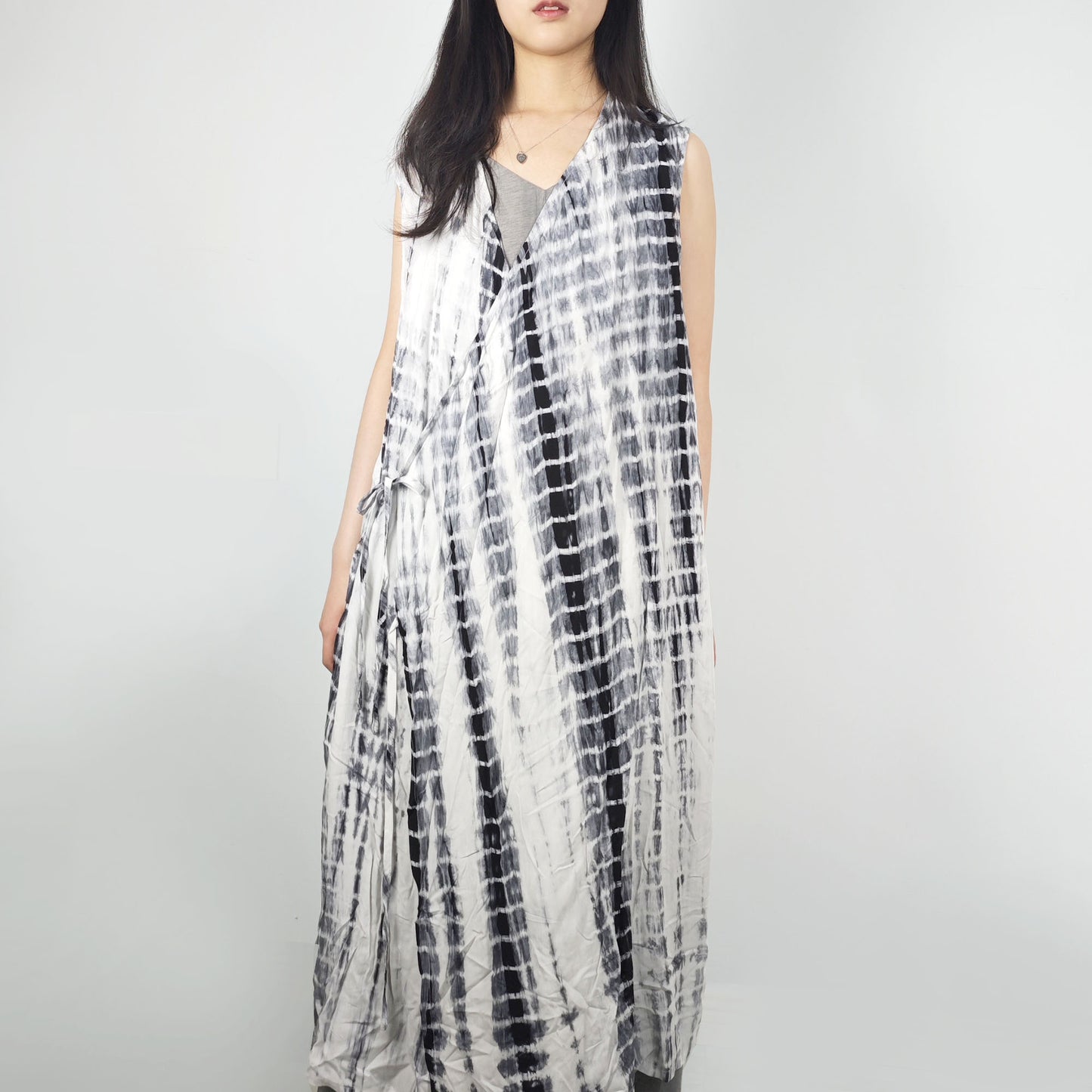 Tie dye Rayon sleeveless top long hanfu style top without sleeves tie dye dress tie dye blouse tie dye hanfu top