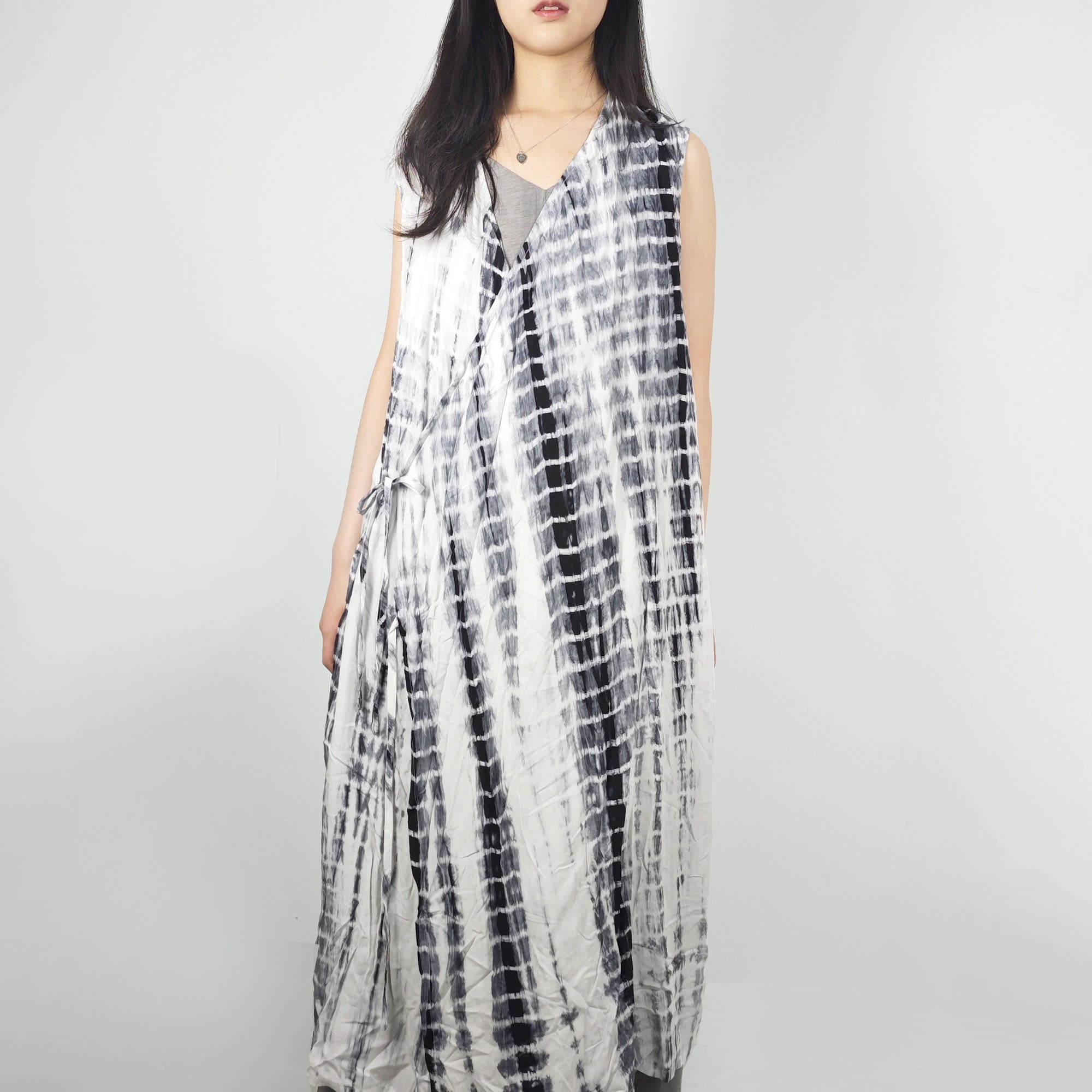 Tie dye Rayon sleeveless top long hanfu style top without sleeves tie dye dress tie dye blouse tie dye hanfu top