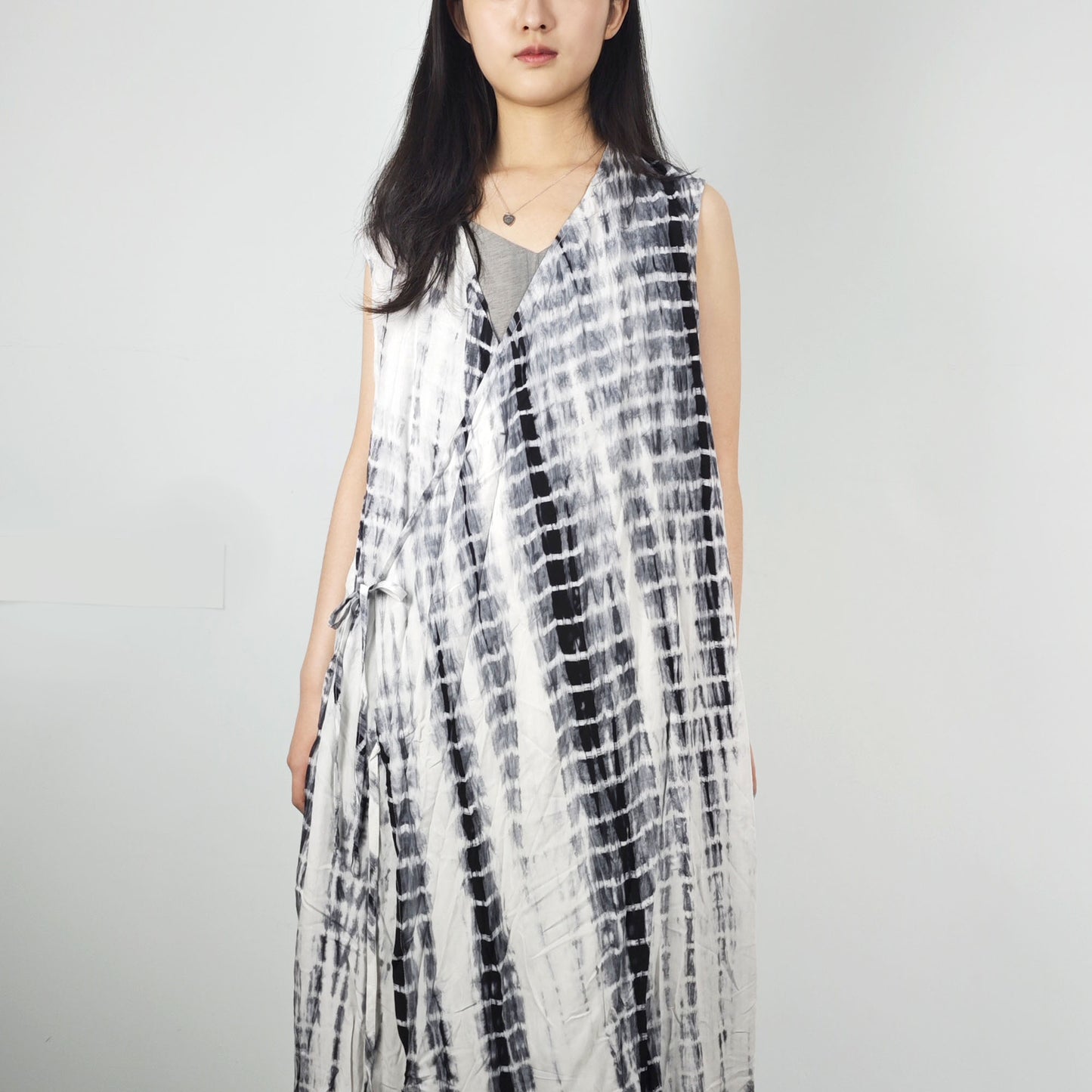 Tie dye Rayon sleeveless top long hanfu style top without sleeves tie dye dress tie dye blouse tie dye hanfu top
