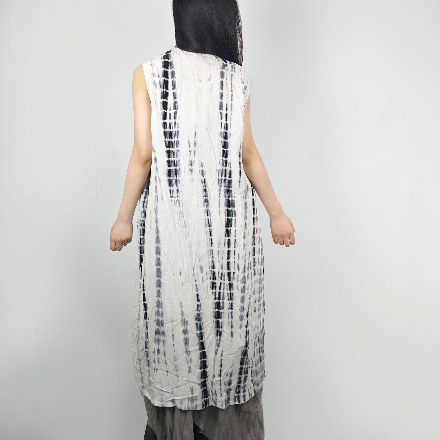 Tie dye Rayon sleeveless top long hanfu style top without sleeves tie dye dress tie dye blouse tie dye hanfu top