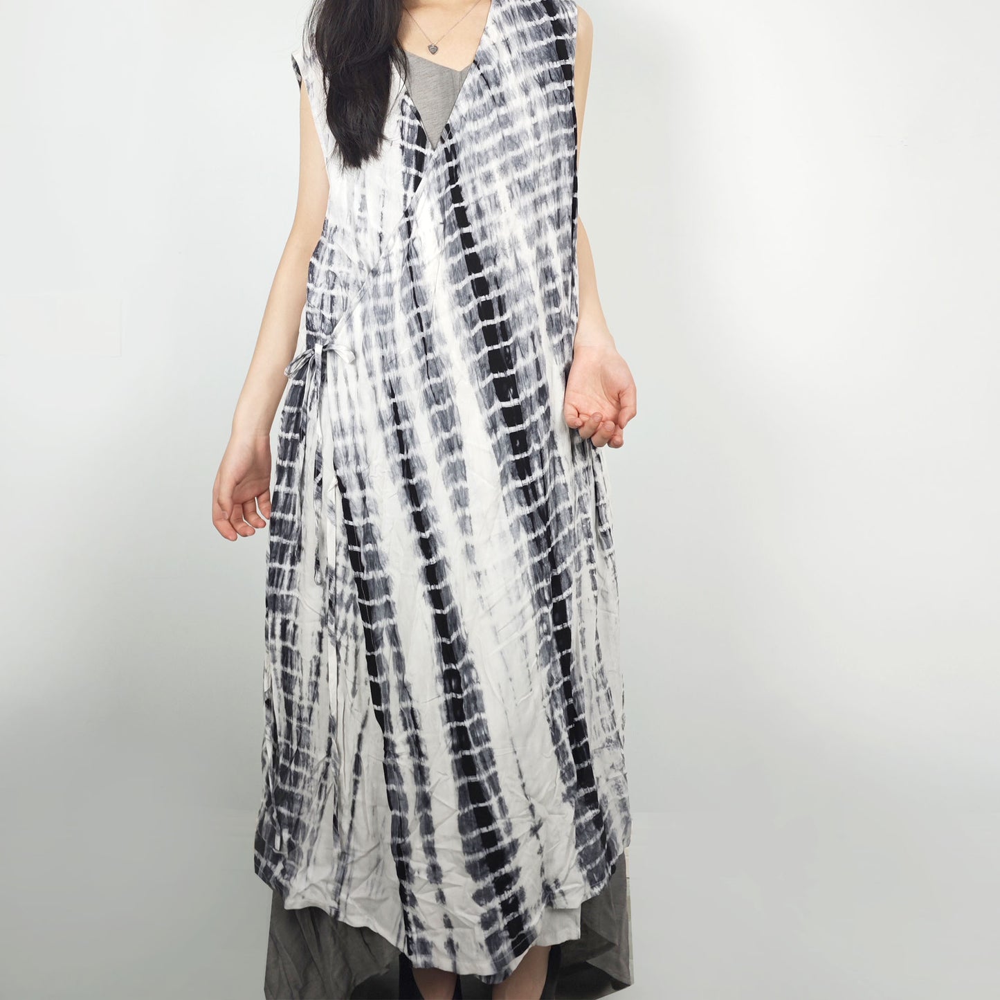 Tie dye Rayon sleeveless top long hanfu style top without sleeves tie dye dress tie dye blouse tie dye hanfu top