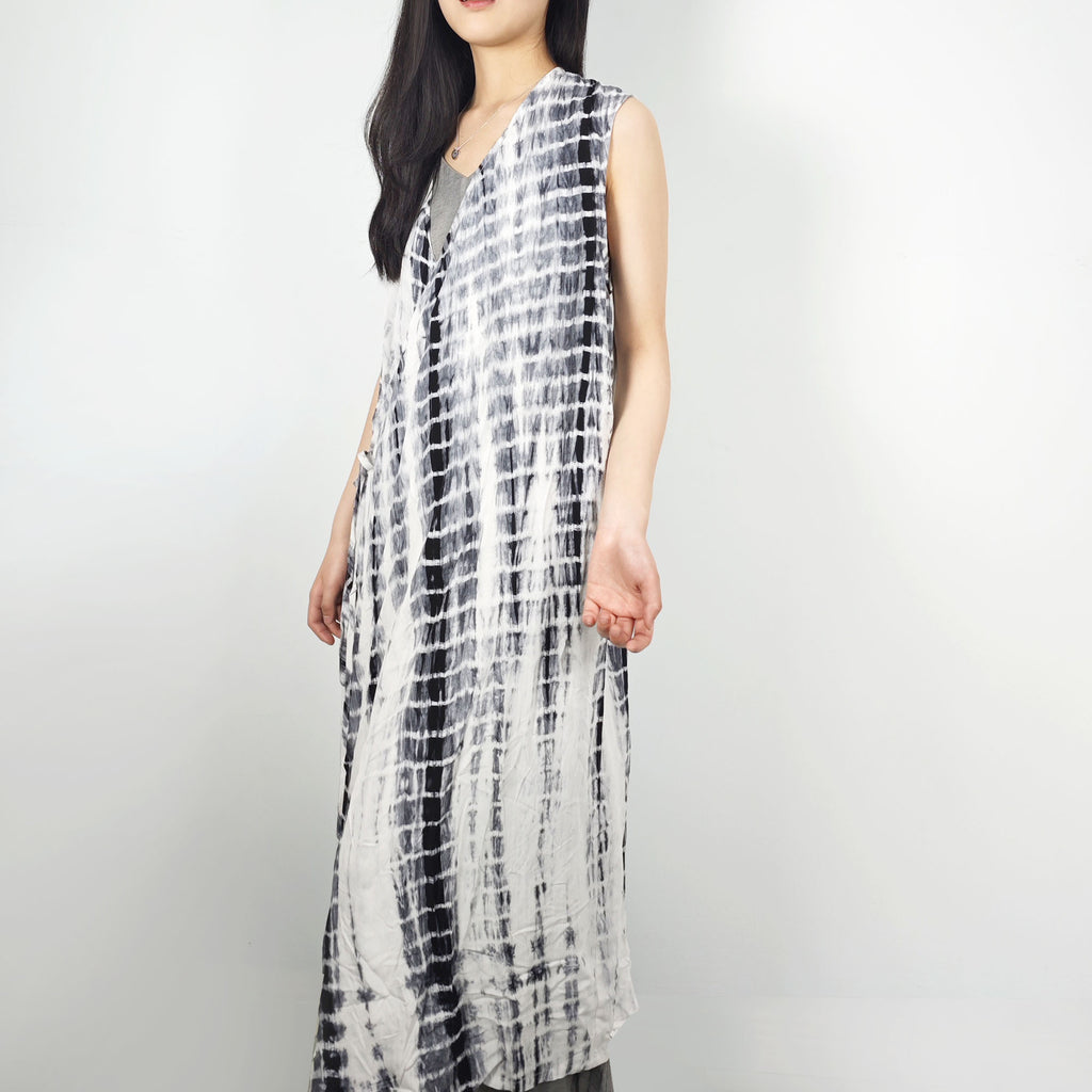 Tie dye Rayon sleeveless top long hanfu style top without sleeves tie dye dress tie dye blouse tie dye hanfu top