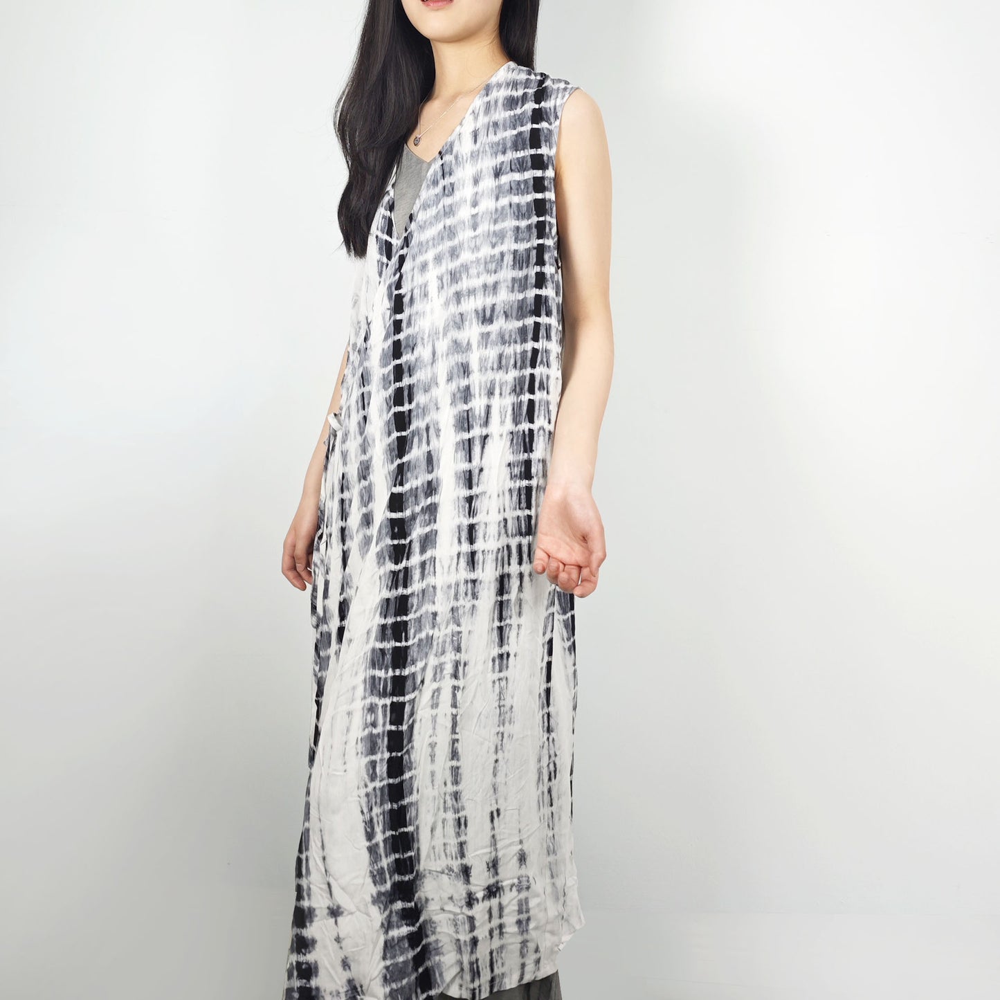 Tie dye Rayon sleeveless top long hanfu style top without sleeves tie dye dress tie dye blouse tie dye hanfu top